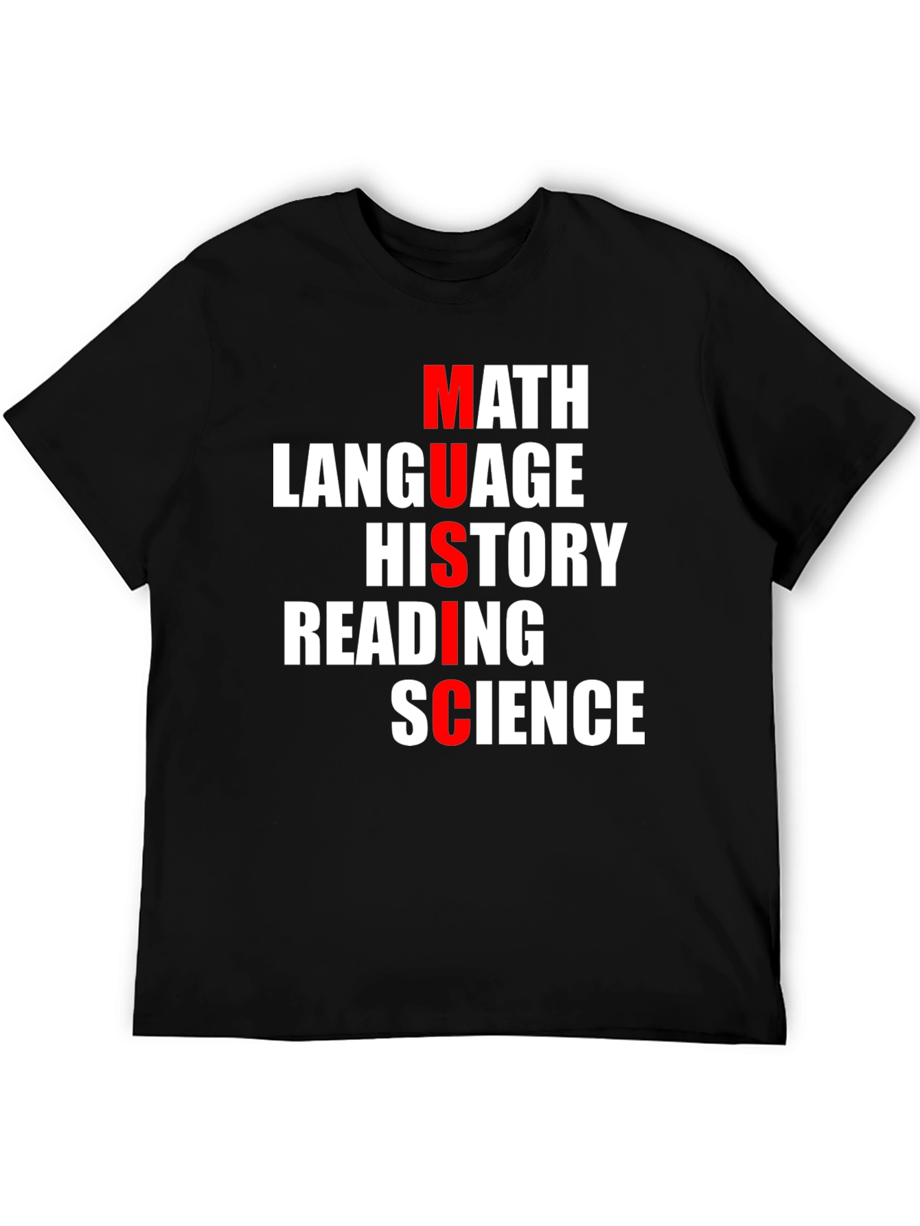 Music Subjects T-Shirt: Math Language History Reading Science