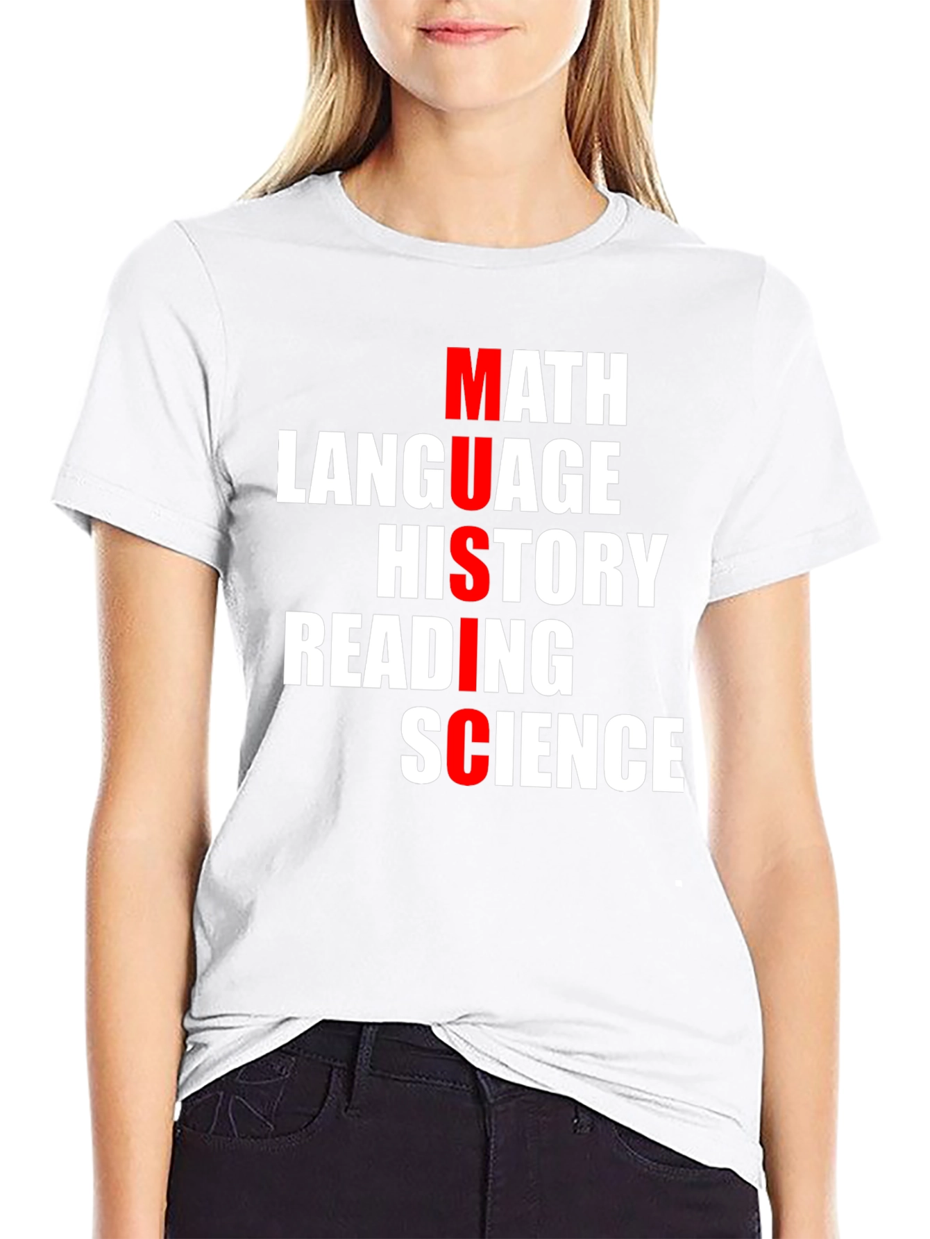 Music Subjects T-Shirt: Math Language History Reading Science
