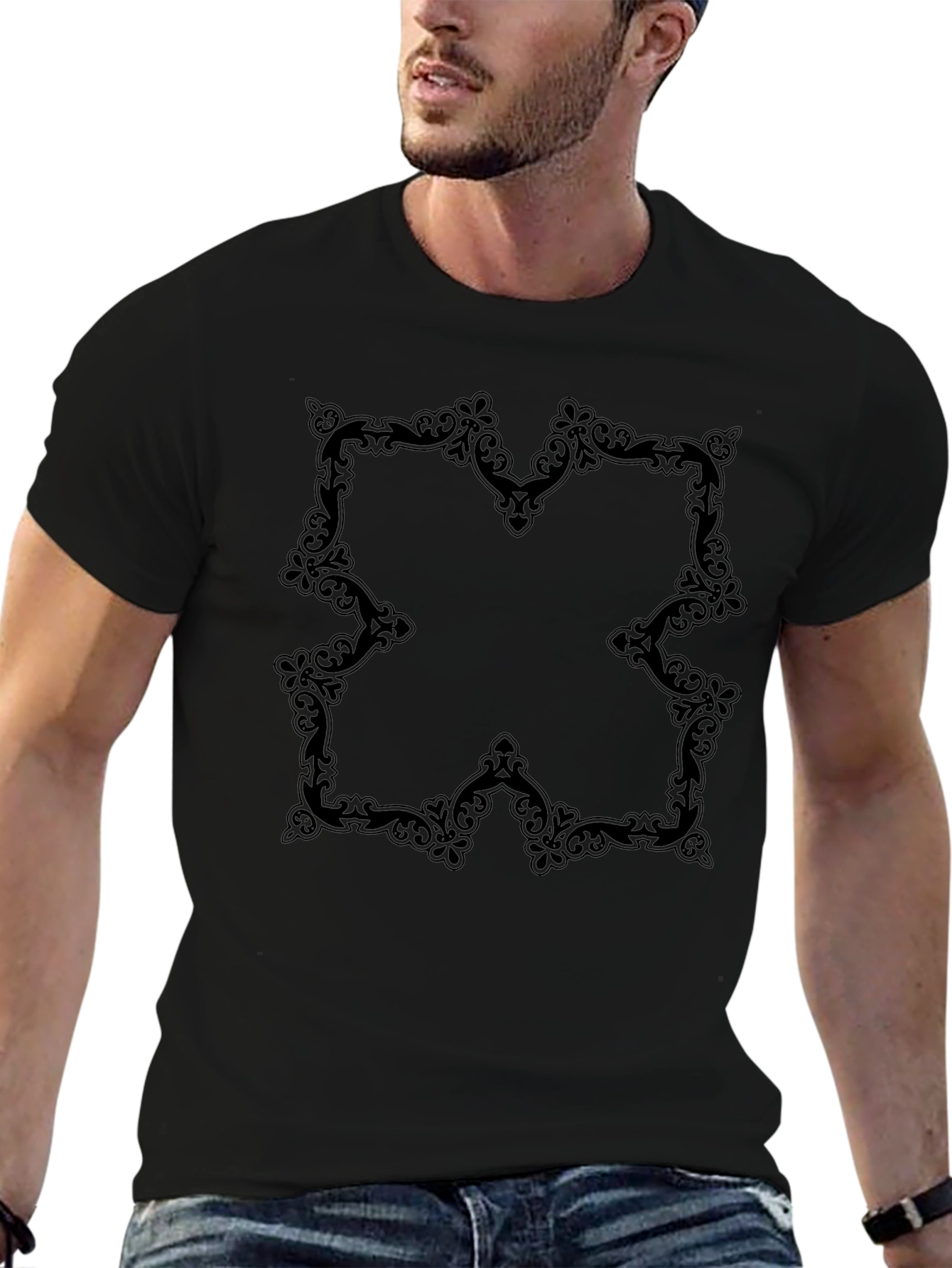 Elegant Black Ornamental Tee