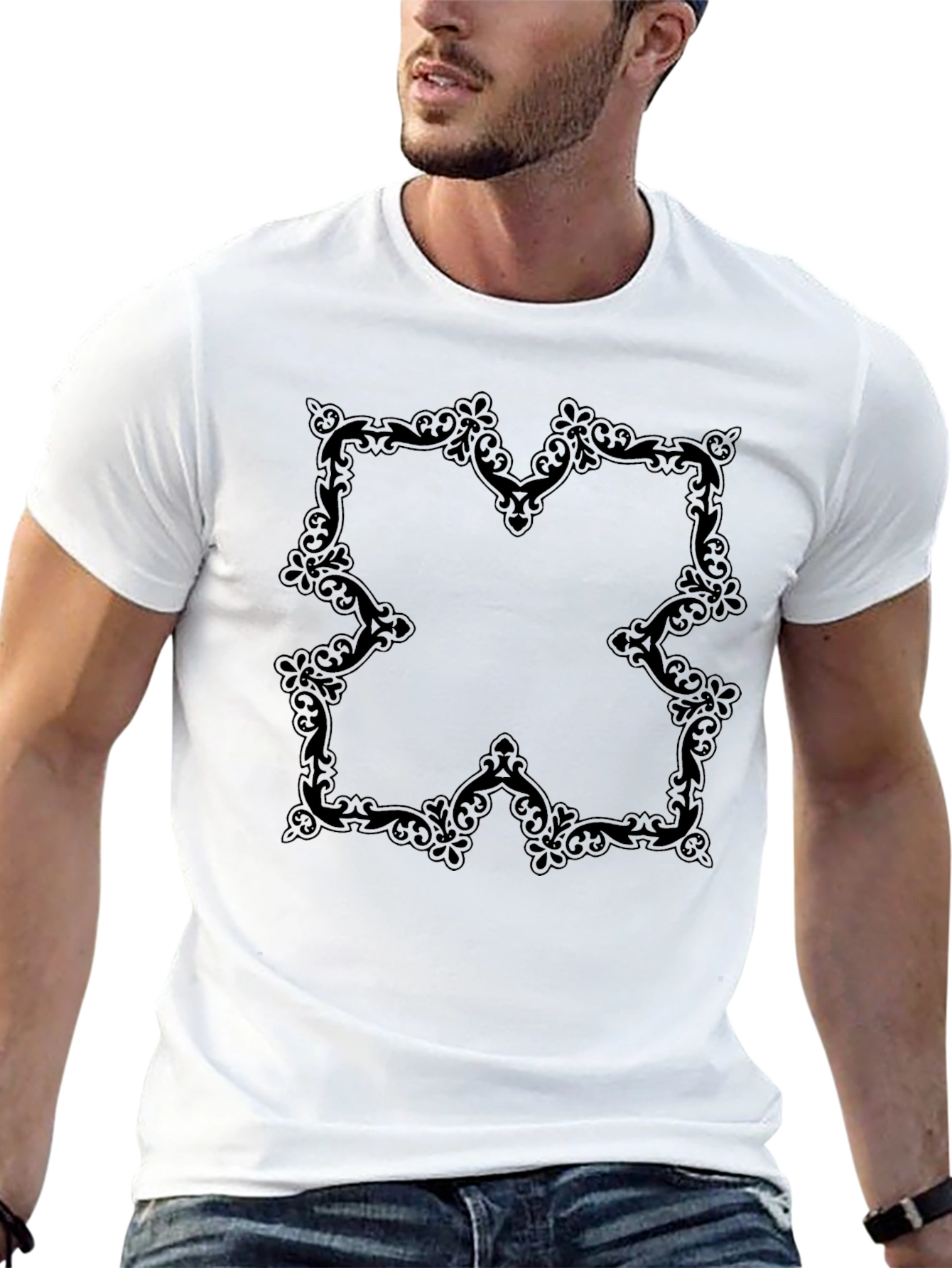 Elegant Black Ornamental Tee