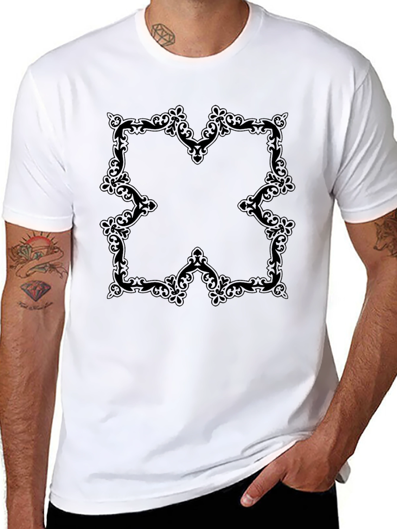 Elegant Black Ornamental Tee
