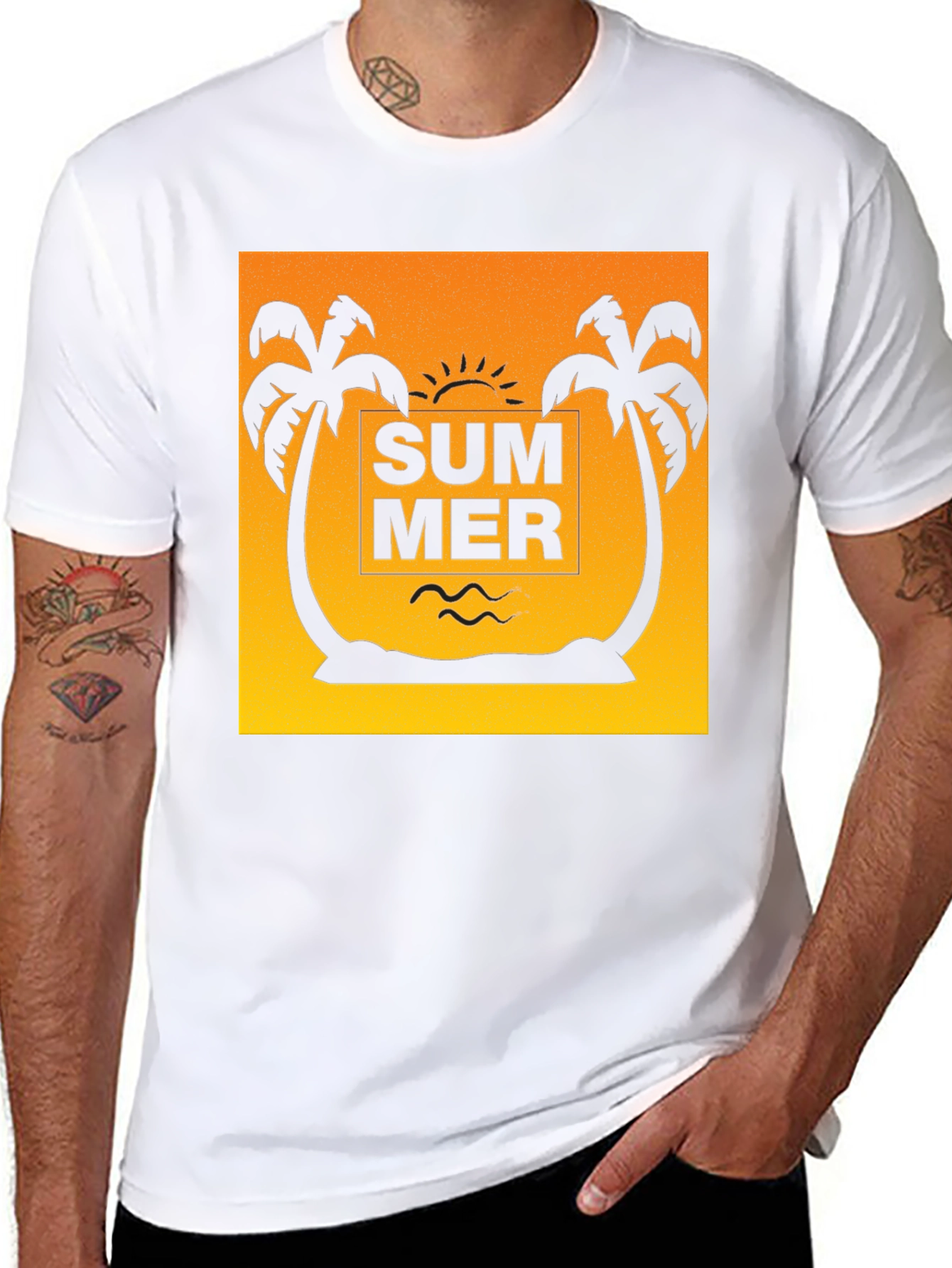 Summer Palm Tree Graphic Tee - Black