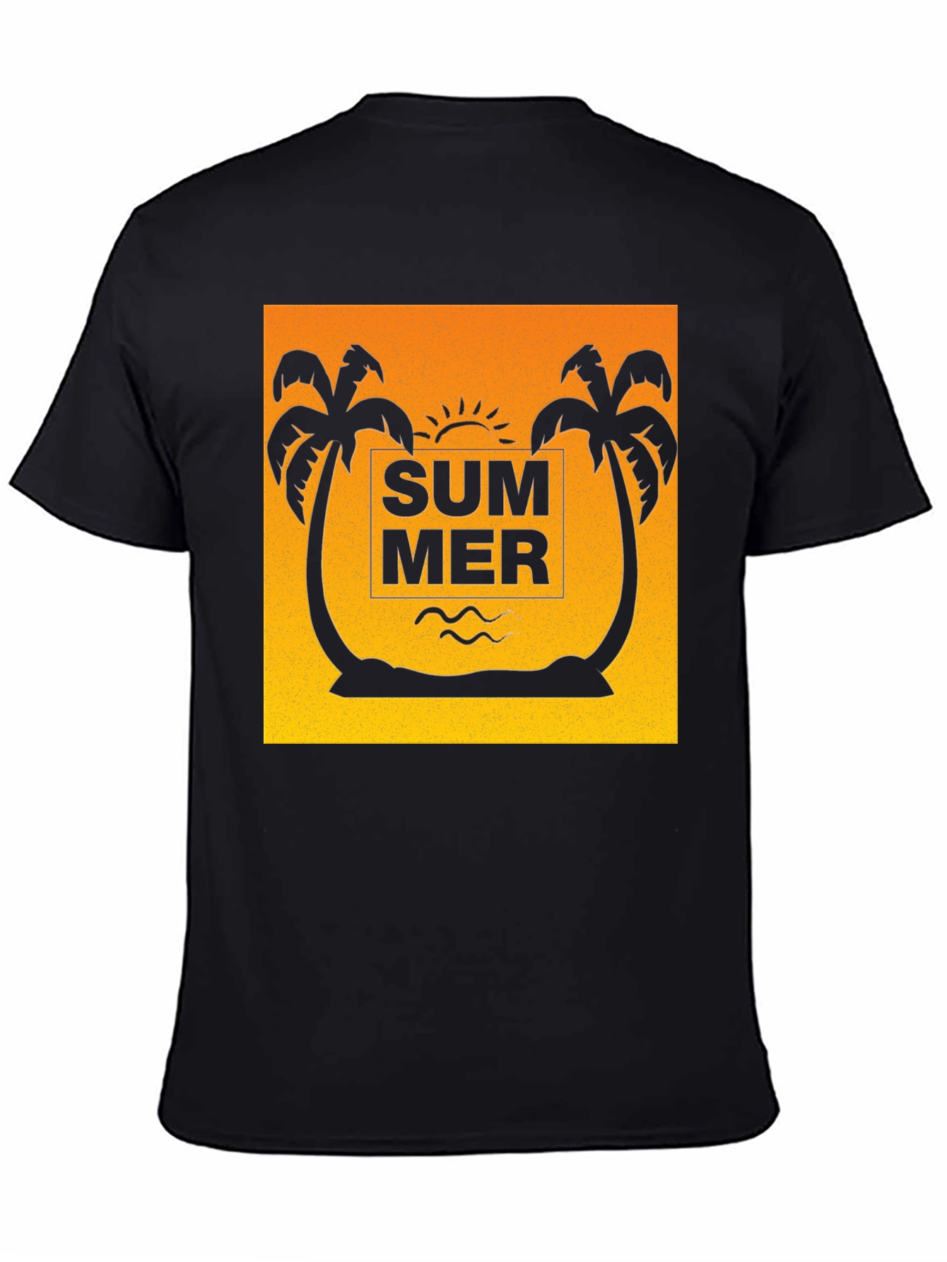 Summer Palm Tree Graphic Tee - Black