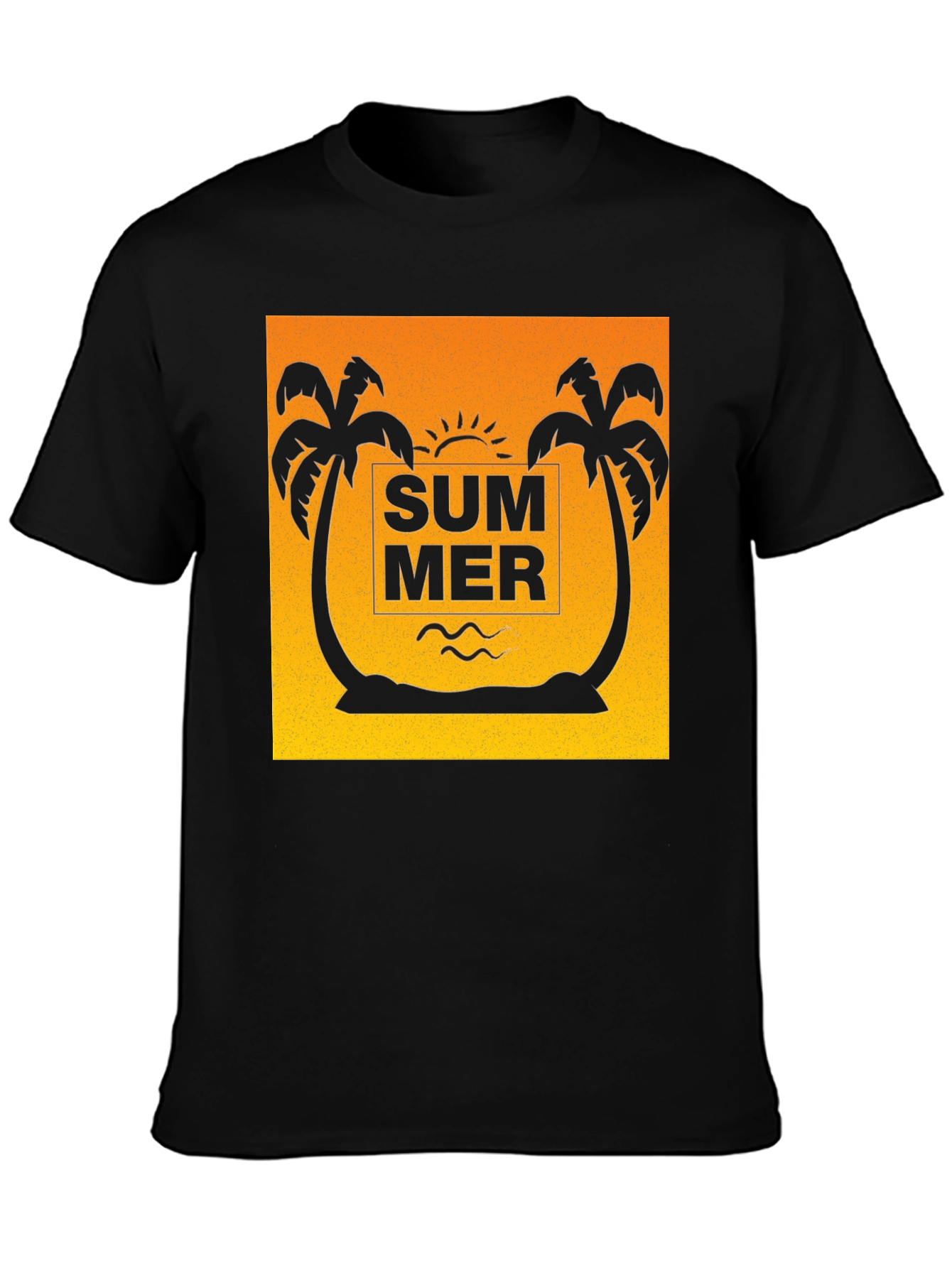 Summer Palm Tree Graphic Tee - Black
