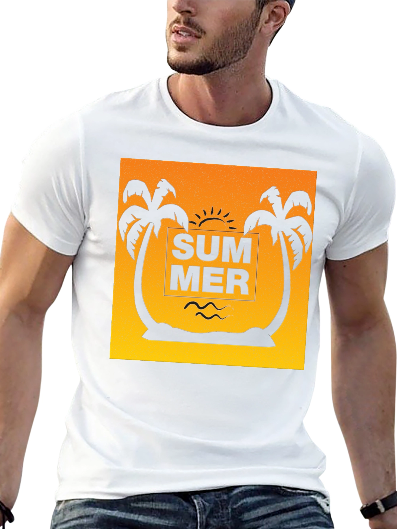 Summer Palm Tree Graphic Tee - Black