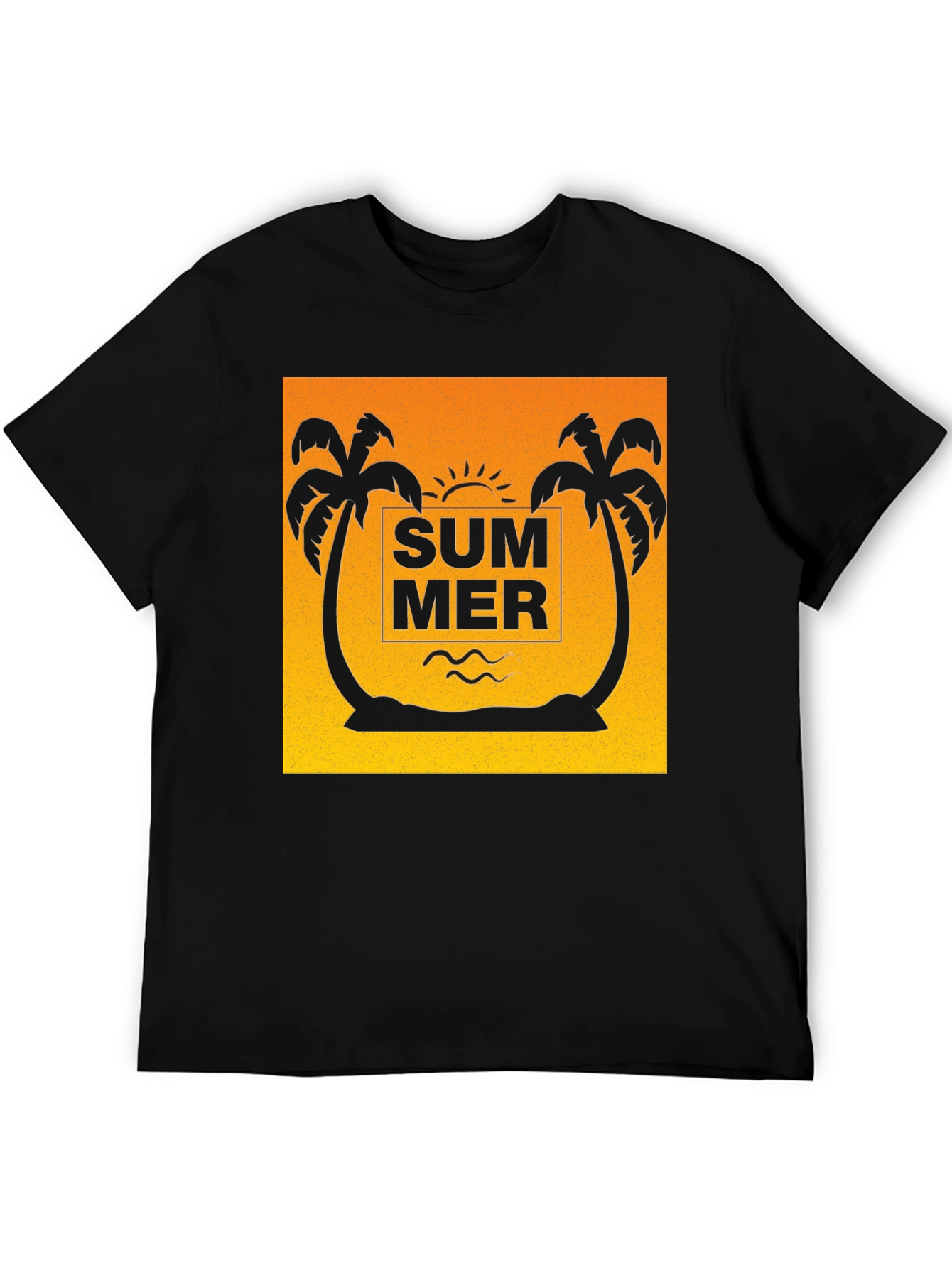 Summer Palm Tree Graphic Tee - Black
