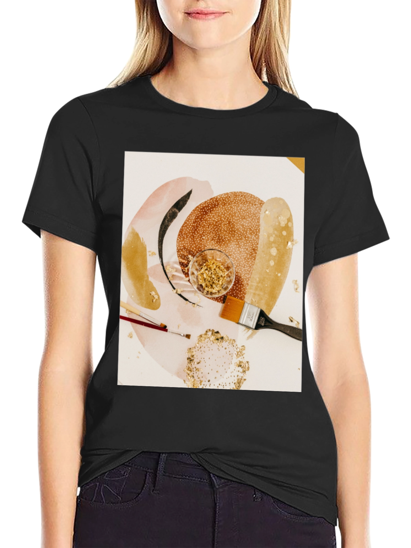 Artistic Gold Leaf T-Shirt - Abstract Painters Palette Tee