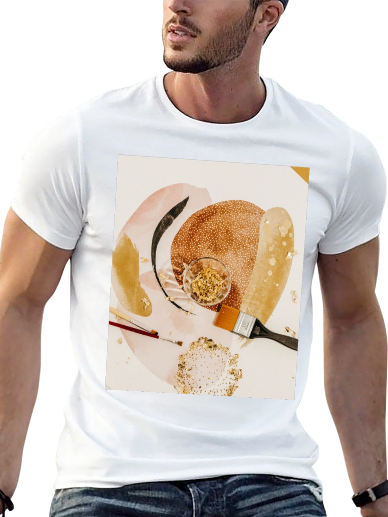 Artistic Gold Leaf T-Shirt - Abstract Painters Palette Tee