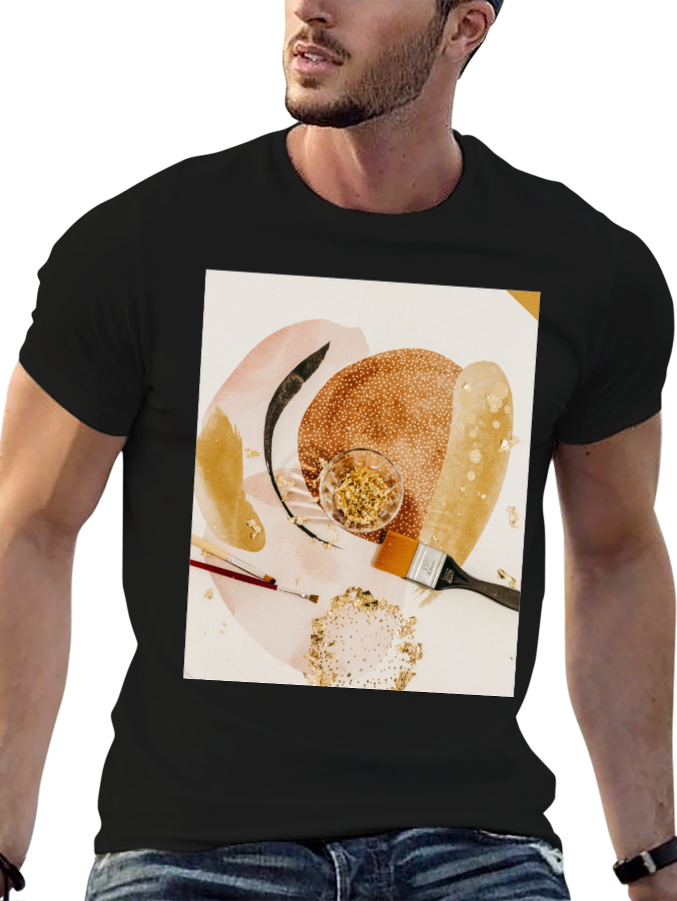 Artistic Gold Leaf T-Shirt - Abstract Painters Palette Tee