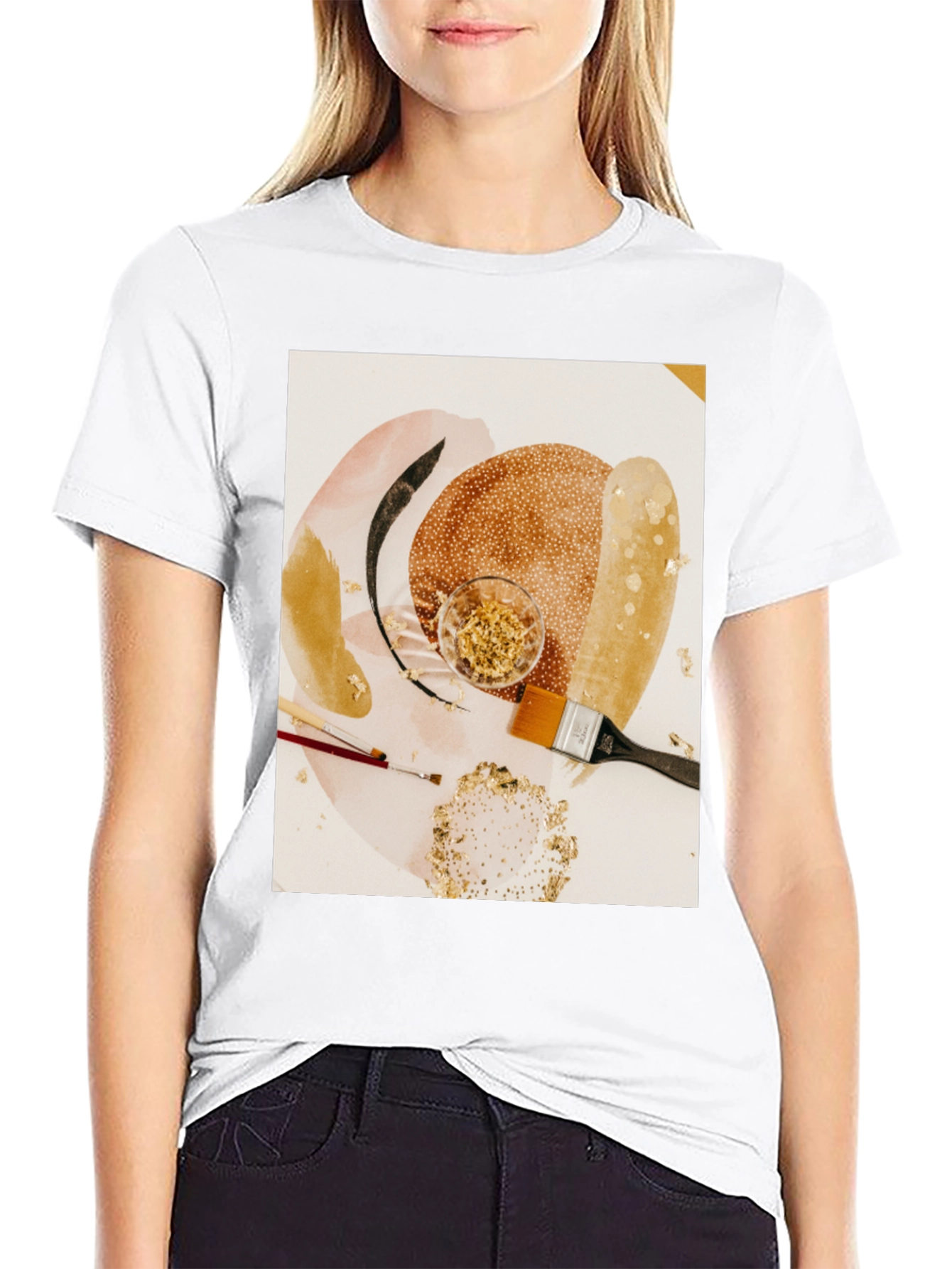 Artistic Gold Leaf T-Shirt - Abstract Painters Palette Tee