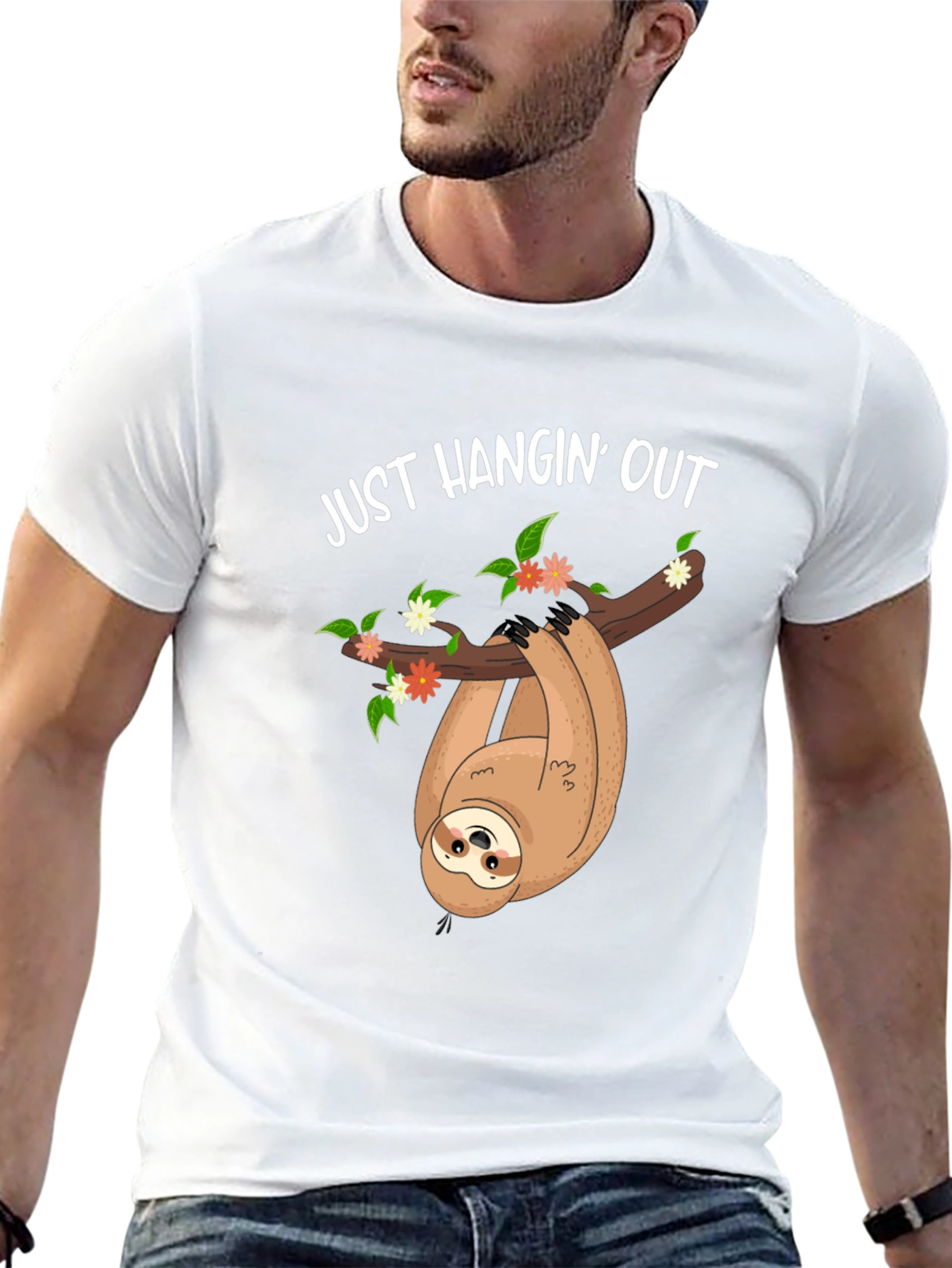 Just Hangin Out Sloth Graphic Tee