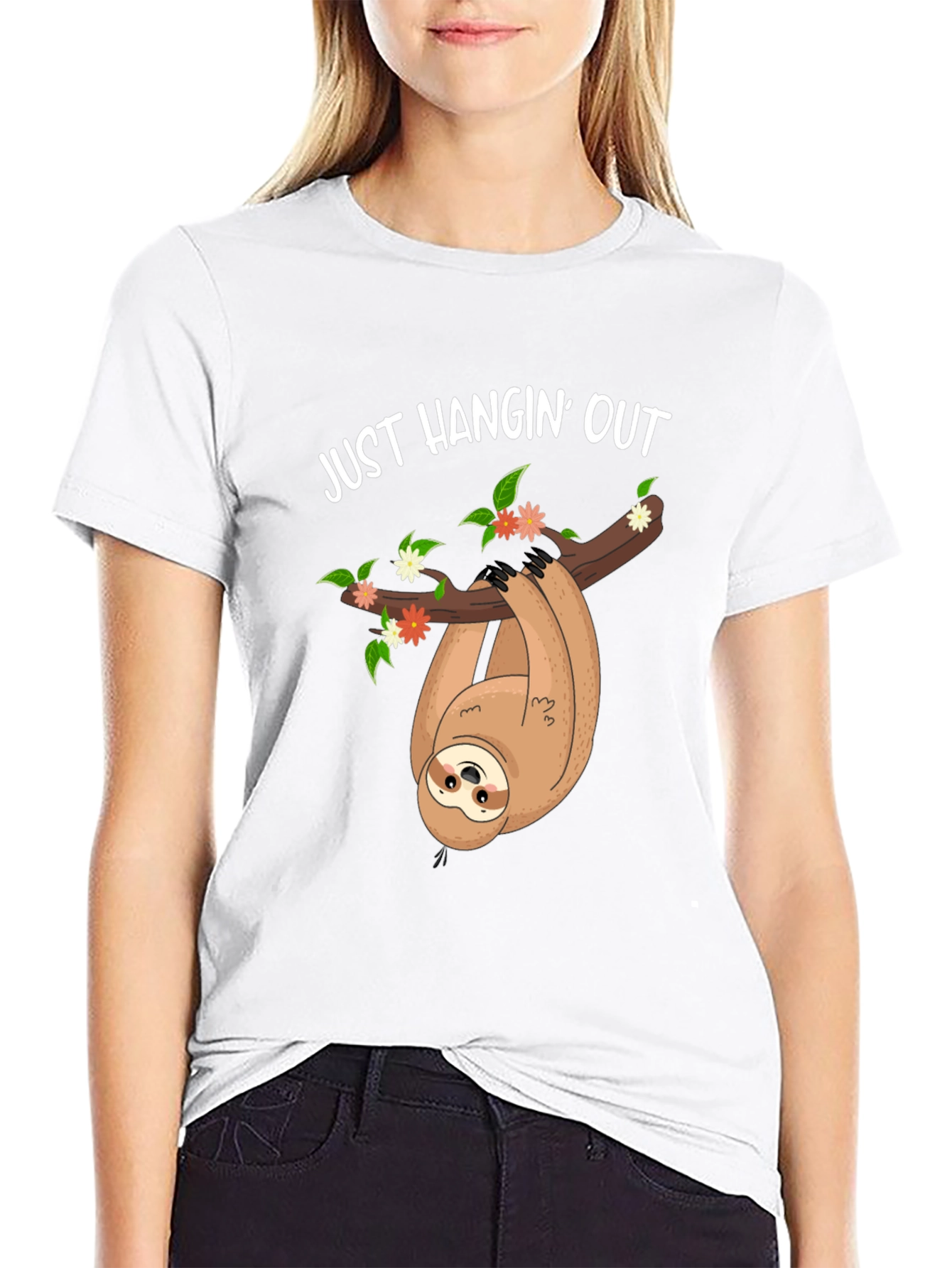 Just Hangin Out Sloth Graphic Tee