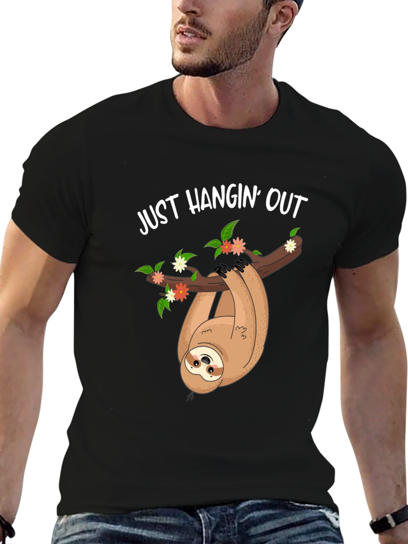 Just Hangin Out Sloth Graphic Tee