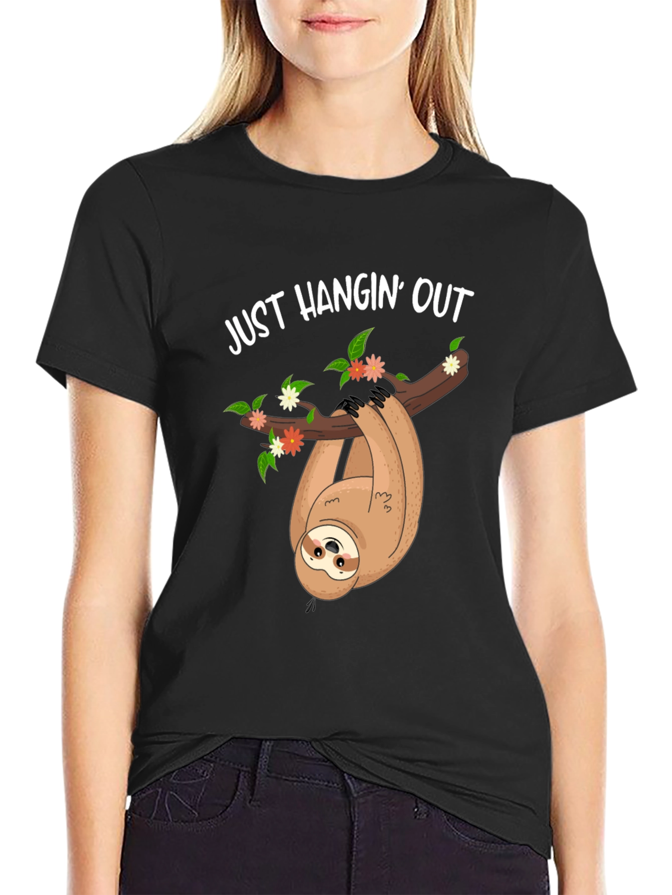 Just Hangin Out Sloth Graphic Tee