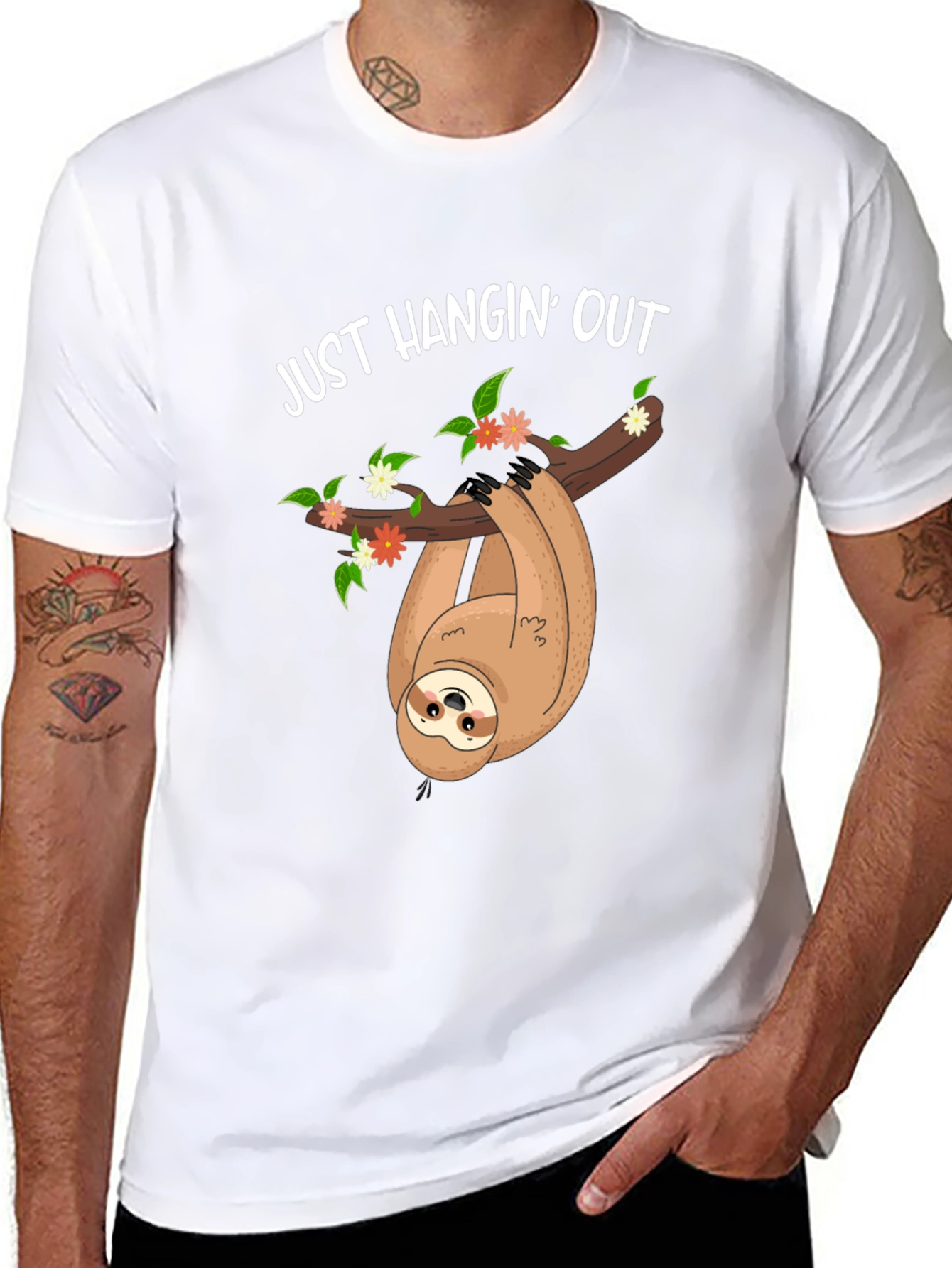 Just Hangin Out Sloth Graphic Tee