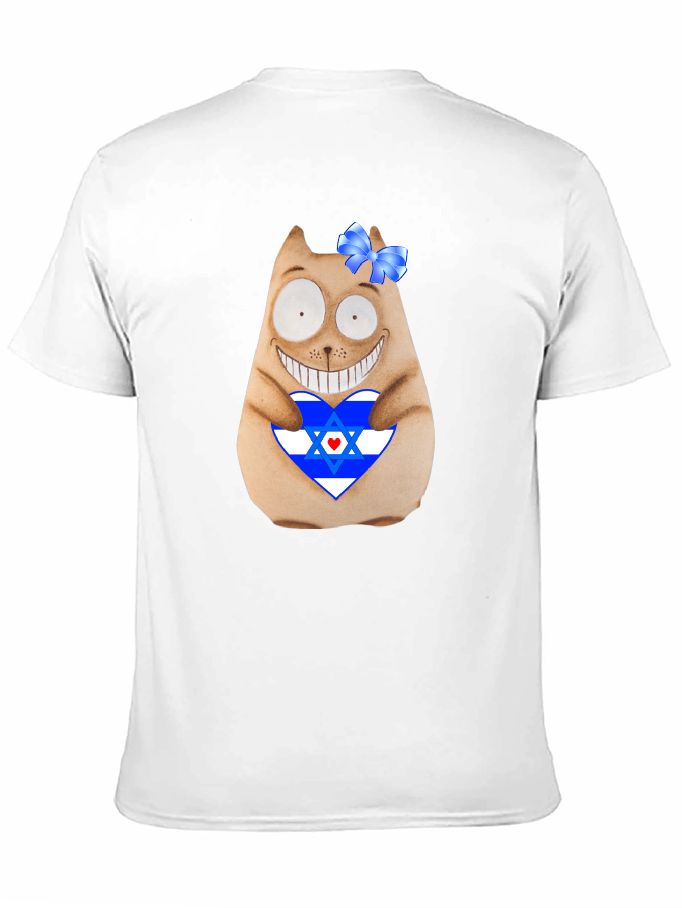 Funny Cat with Israel Flag Heart T-Shirt