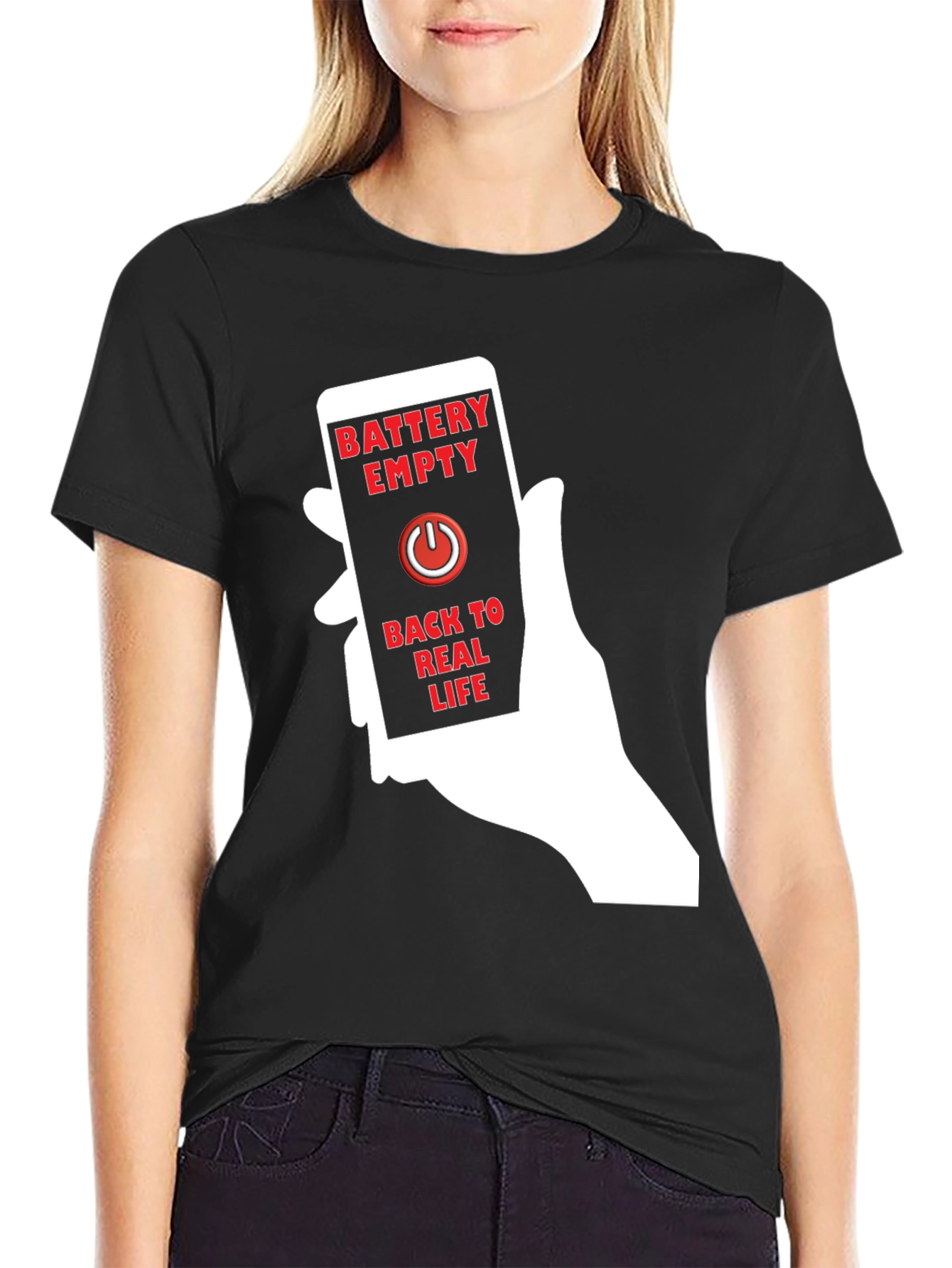 Battery Empty Back To Real Life Graphic Tee