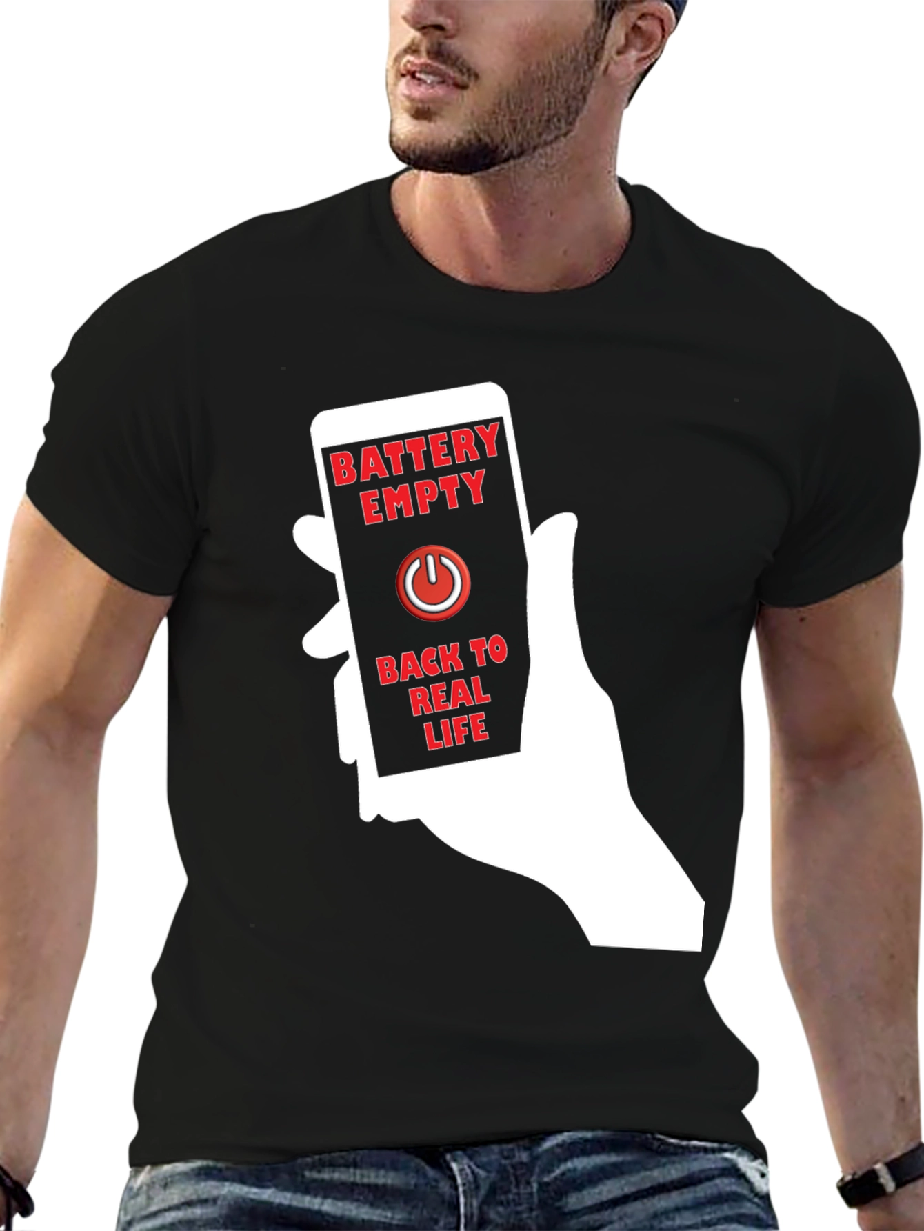 Battery Empty Back To Real Life Graphic Tee