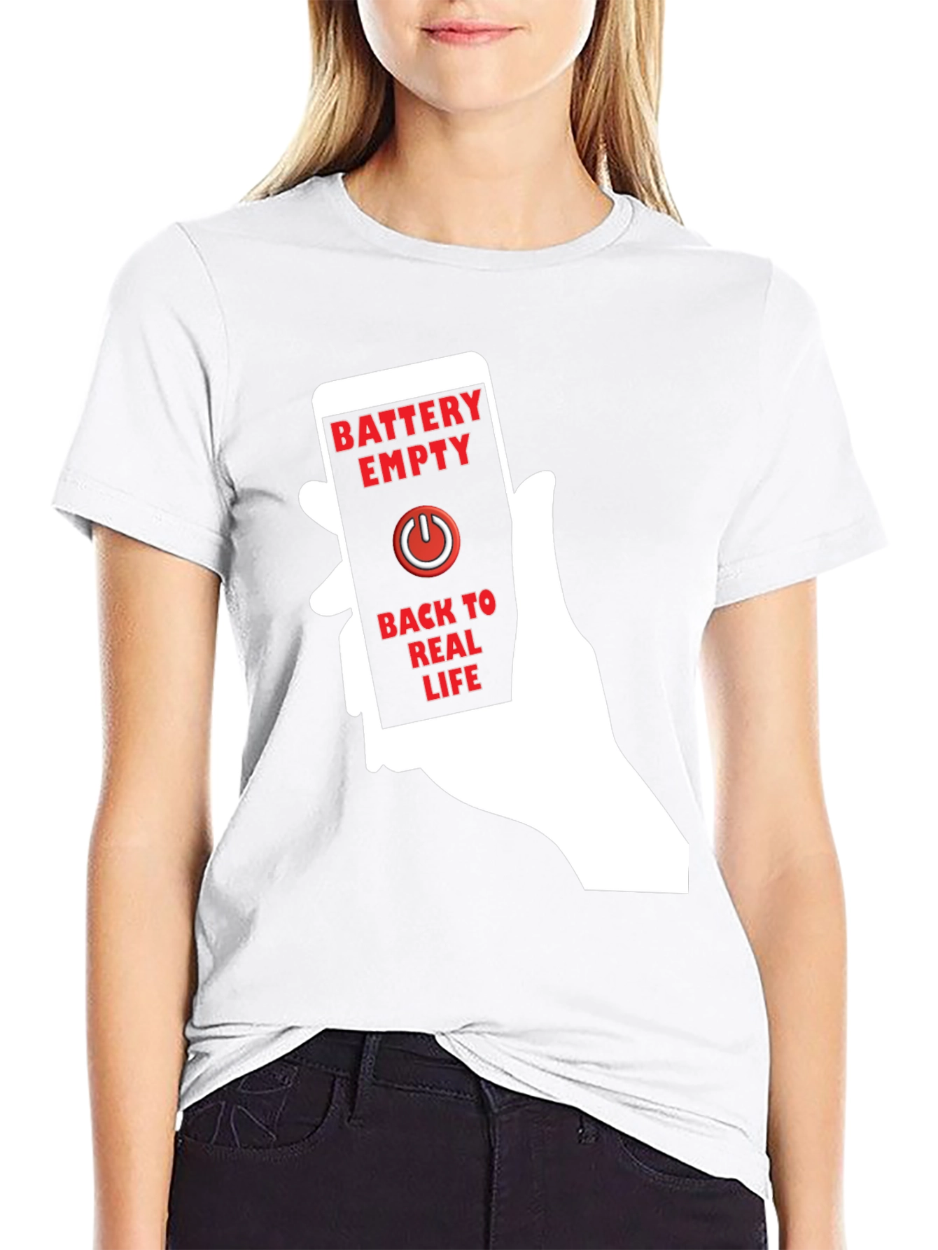 Battery Empty Back To Real Life Graphic Tee