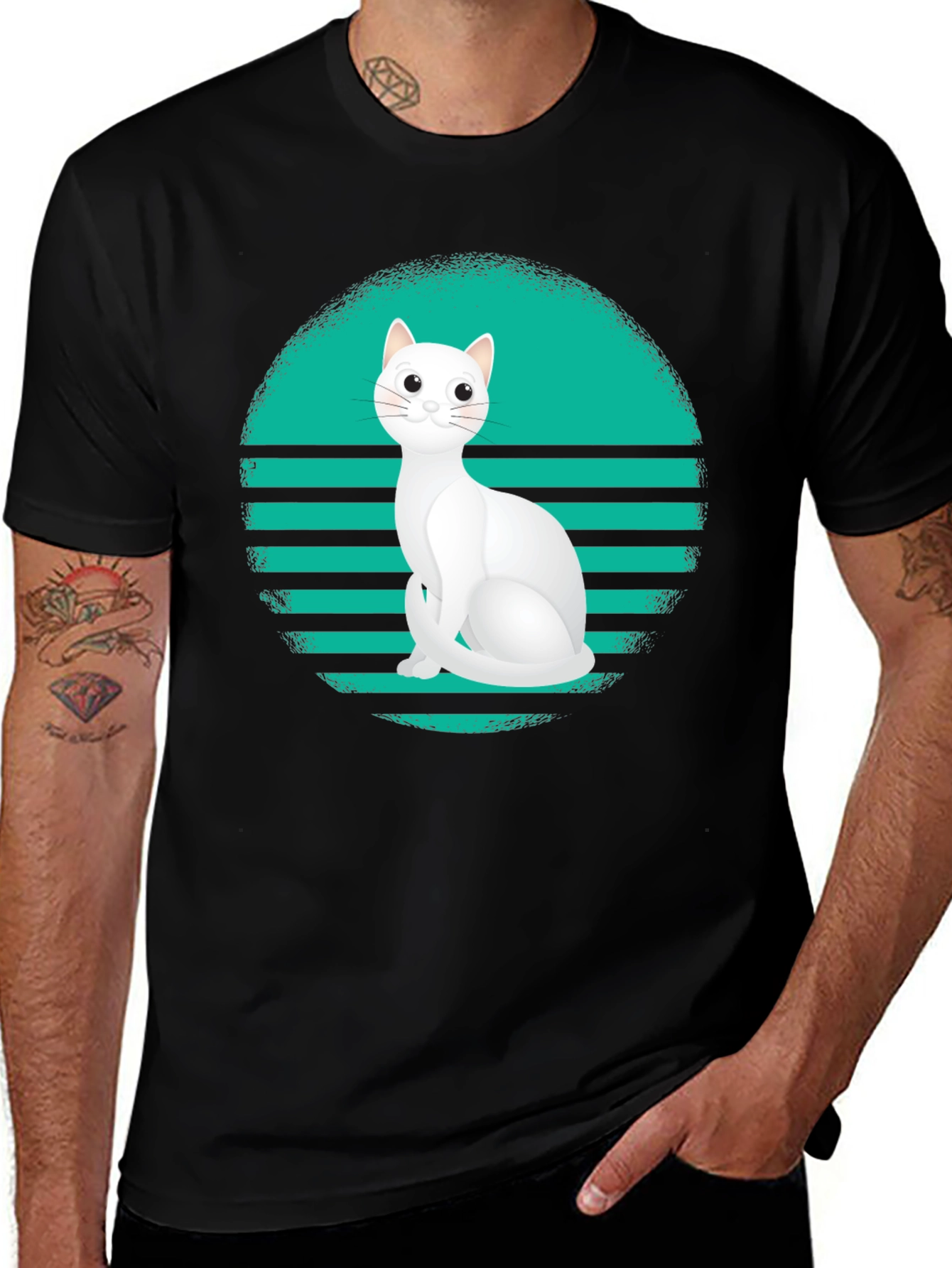 Cool Cat Retro T-Shirt - Black