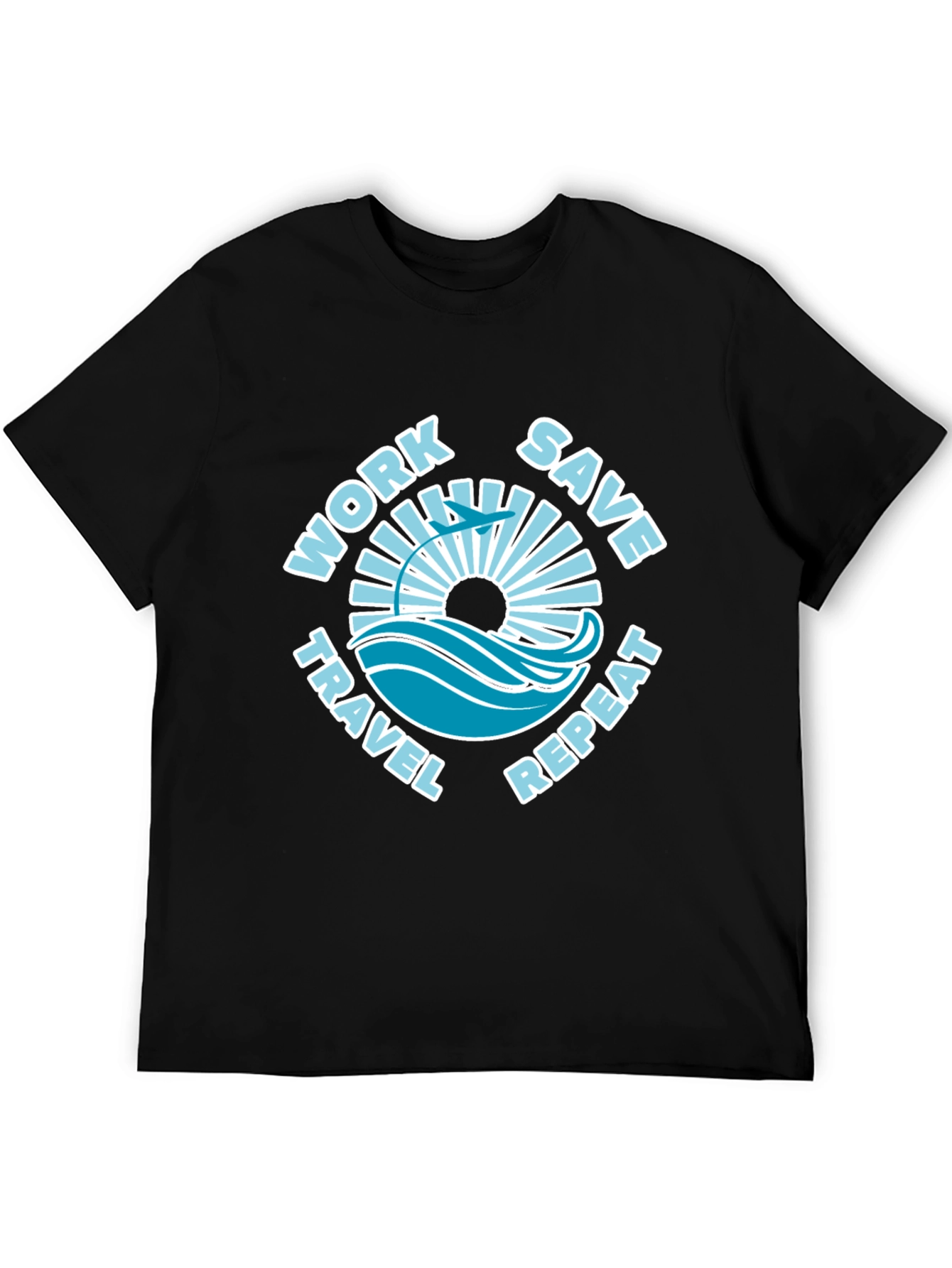 Work Save Travel Repeat Black Graphic Tee