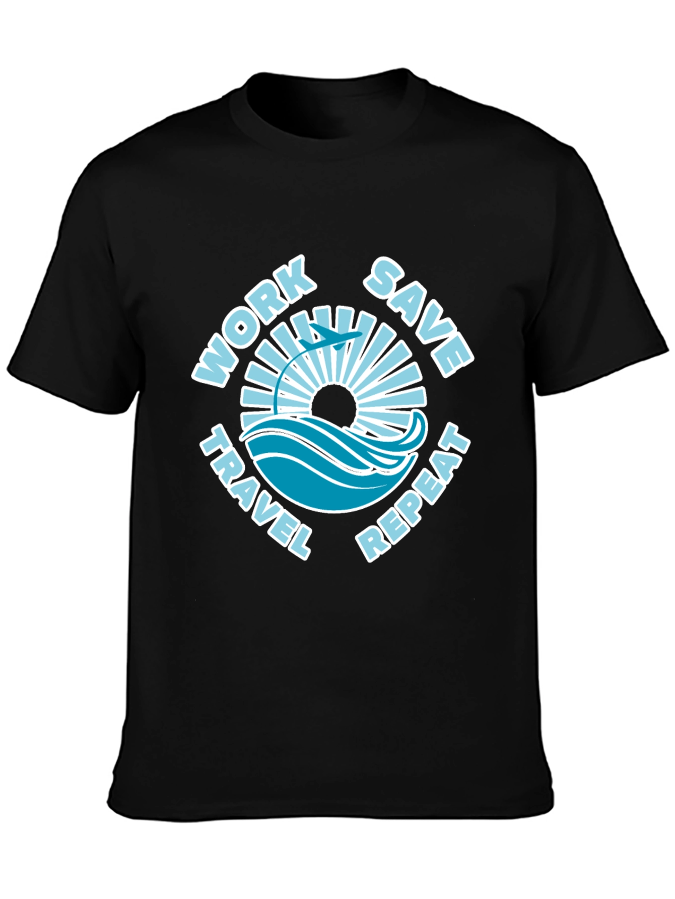 Work Save Travel Repeat Black Graphic Tee