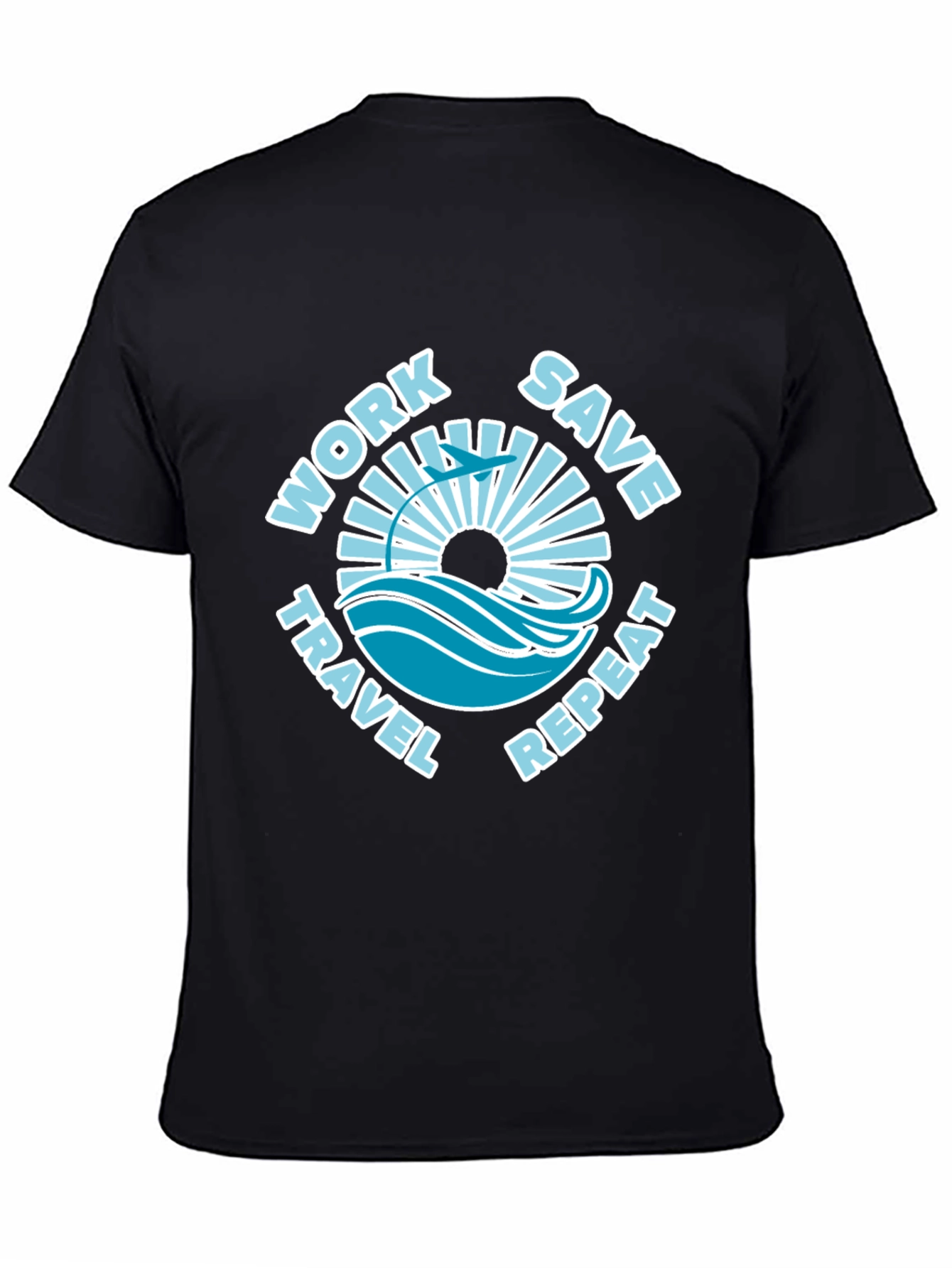 Work Save Travel Repeat Black Graphic Tee
