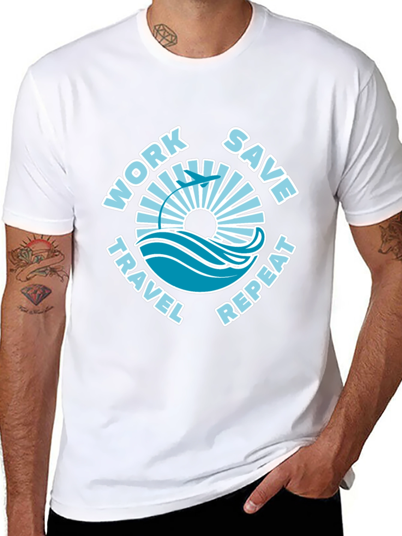 Work Save Travel Repeat Black Graphic Tee