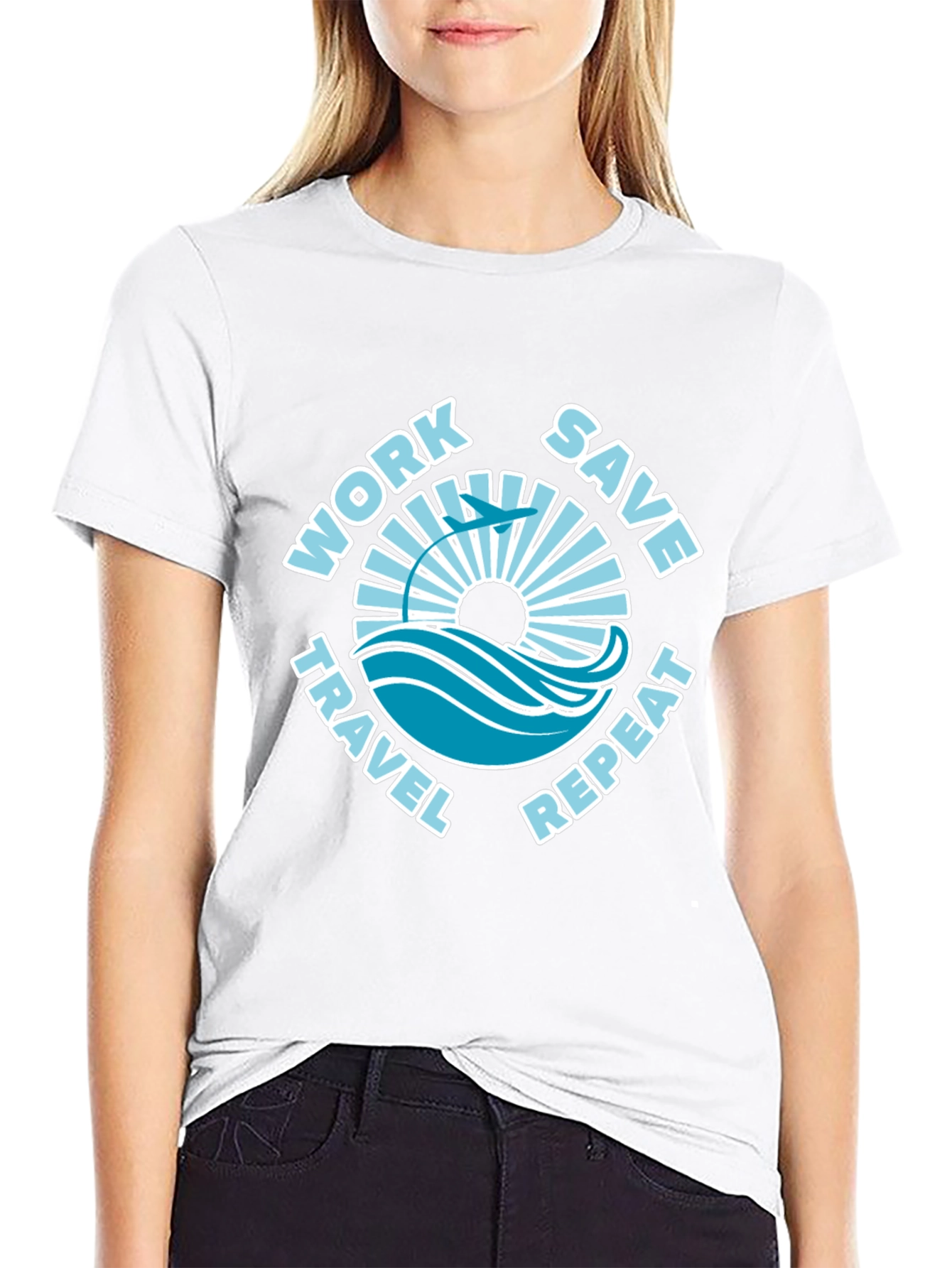 Work Save Travel Repeat Black Graphic Tee