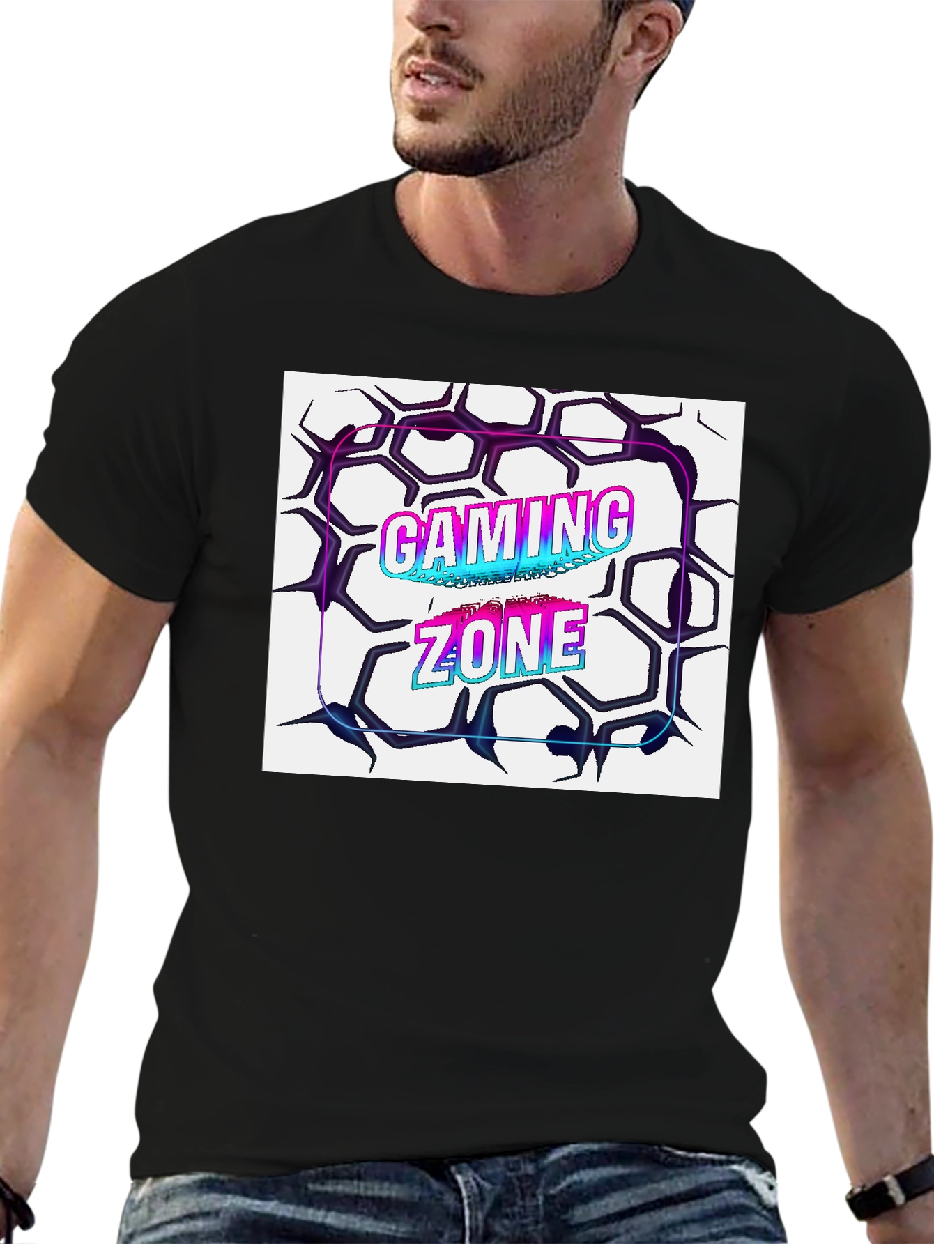 Gaming Zone Graphic Tee - Black Cotton Blend