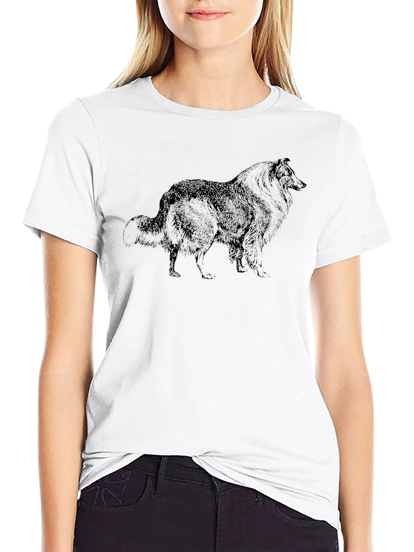 Collie Dog Graphic Black T-Shirt