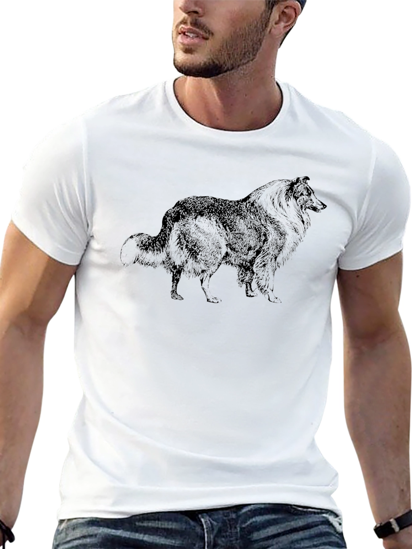 Collie Dog Graphic Black T-Shirt