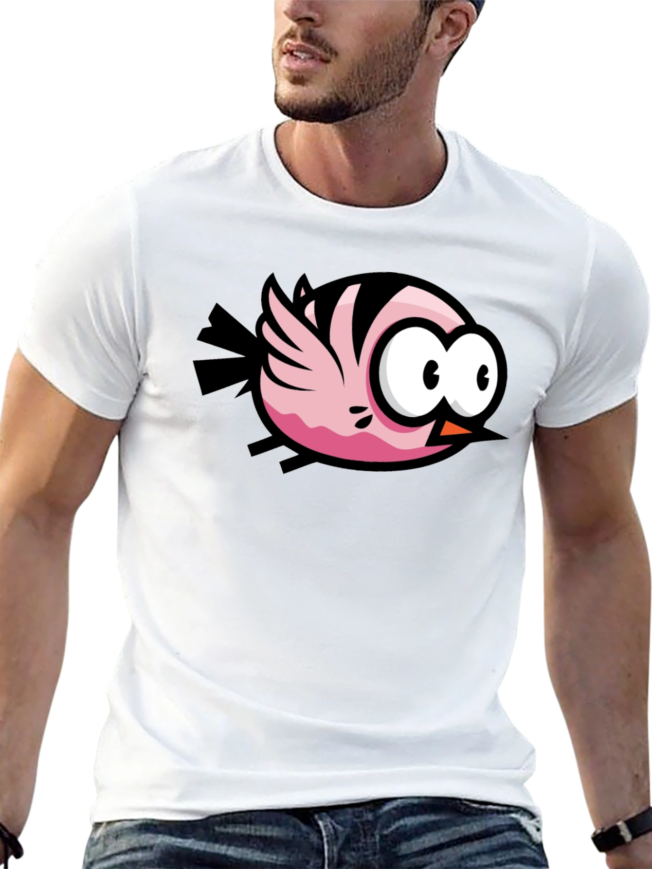 Cartoon Bird Graphic Black T-Shirt