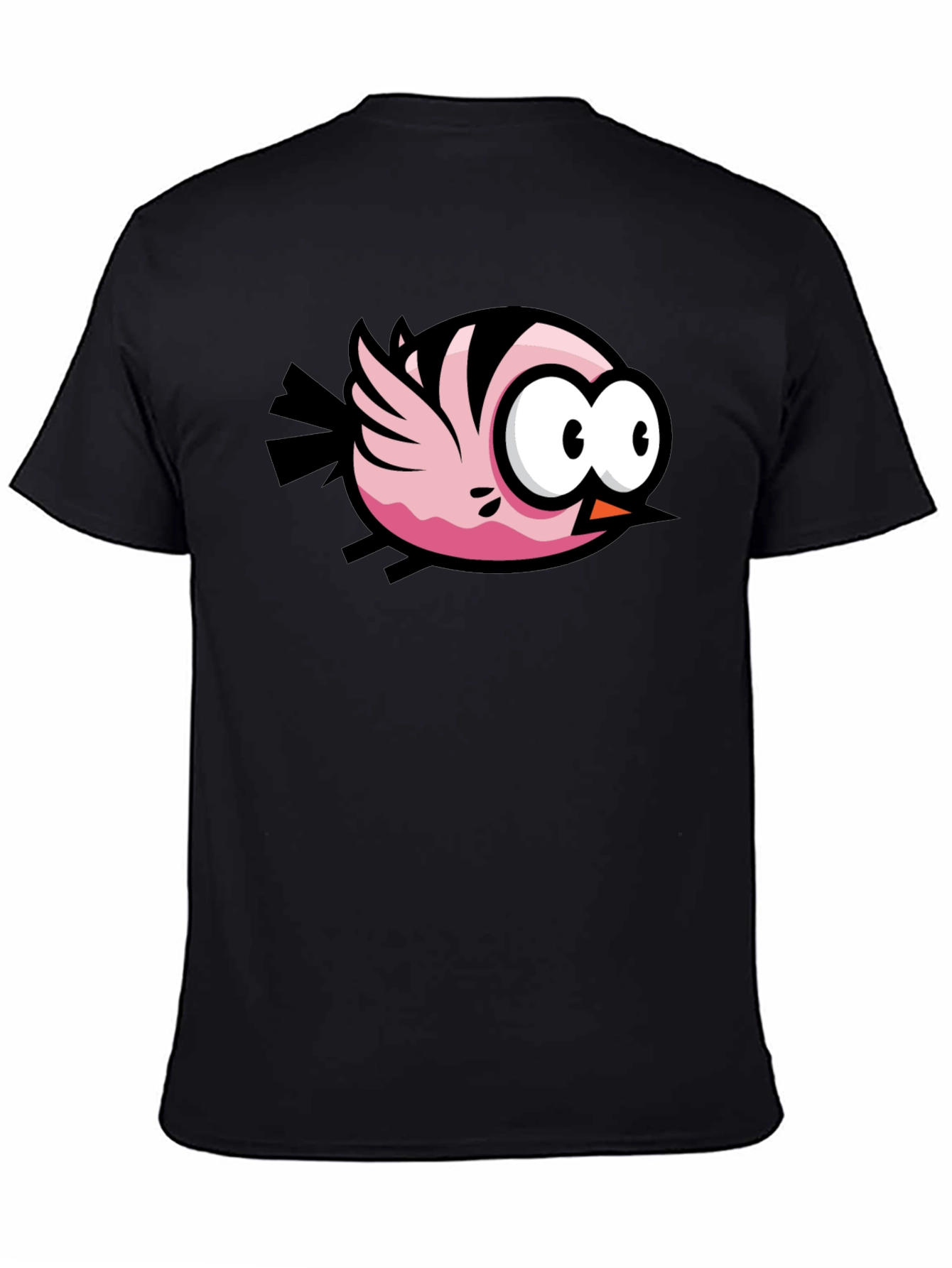 Cartoon Bird Graphic Black T-Shirt
