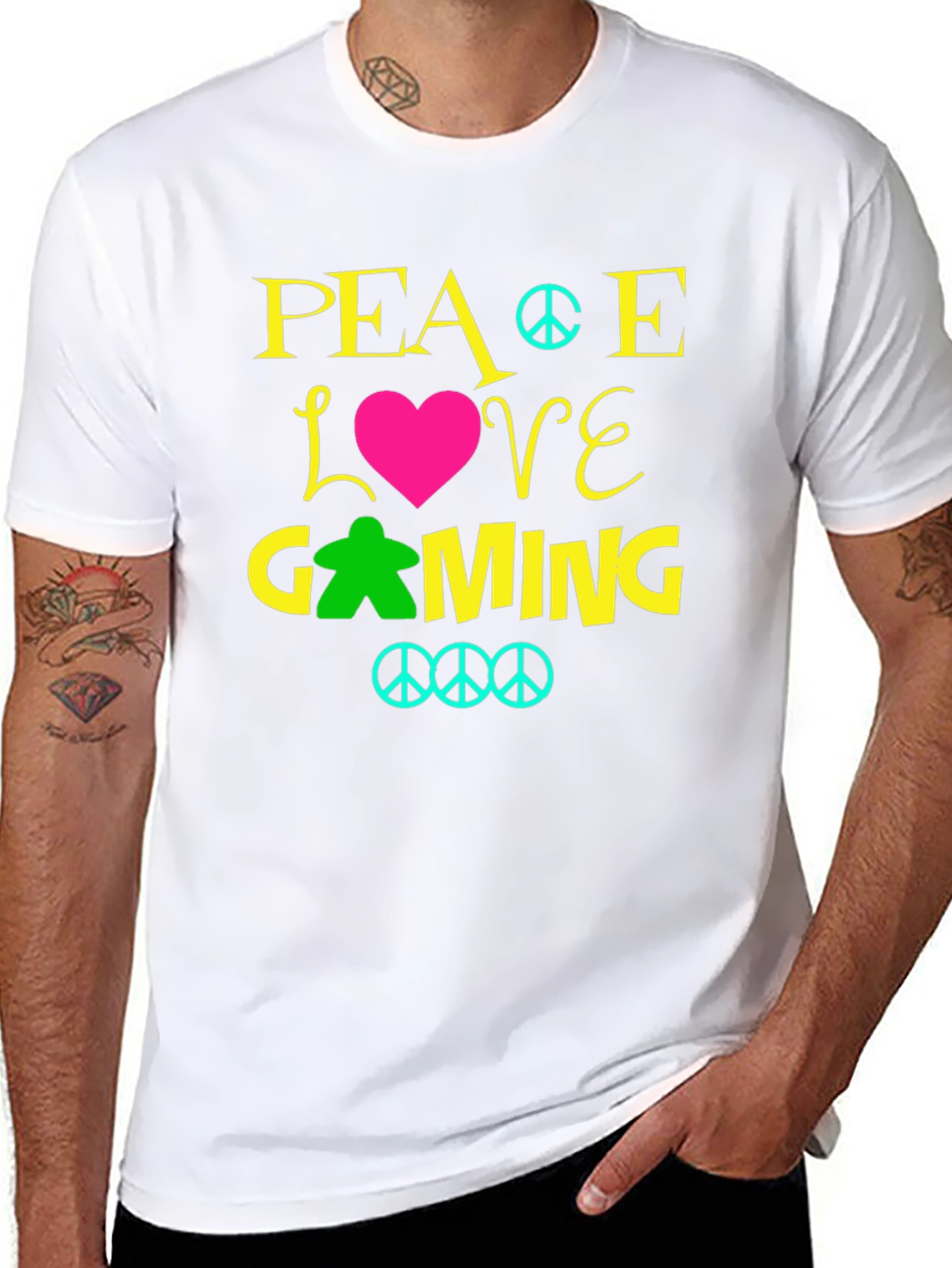 Peace Love Gaming T-Shirt - Black Crew Neck