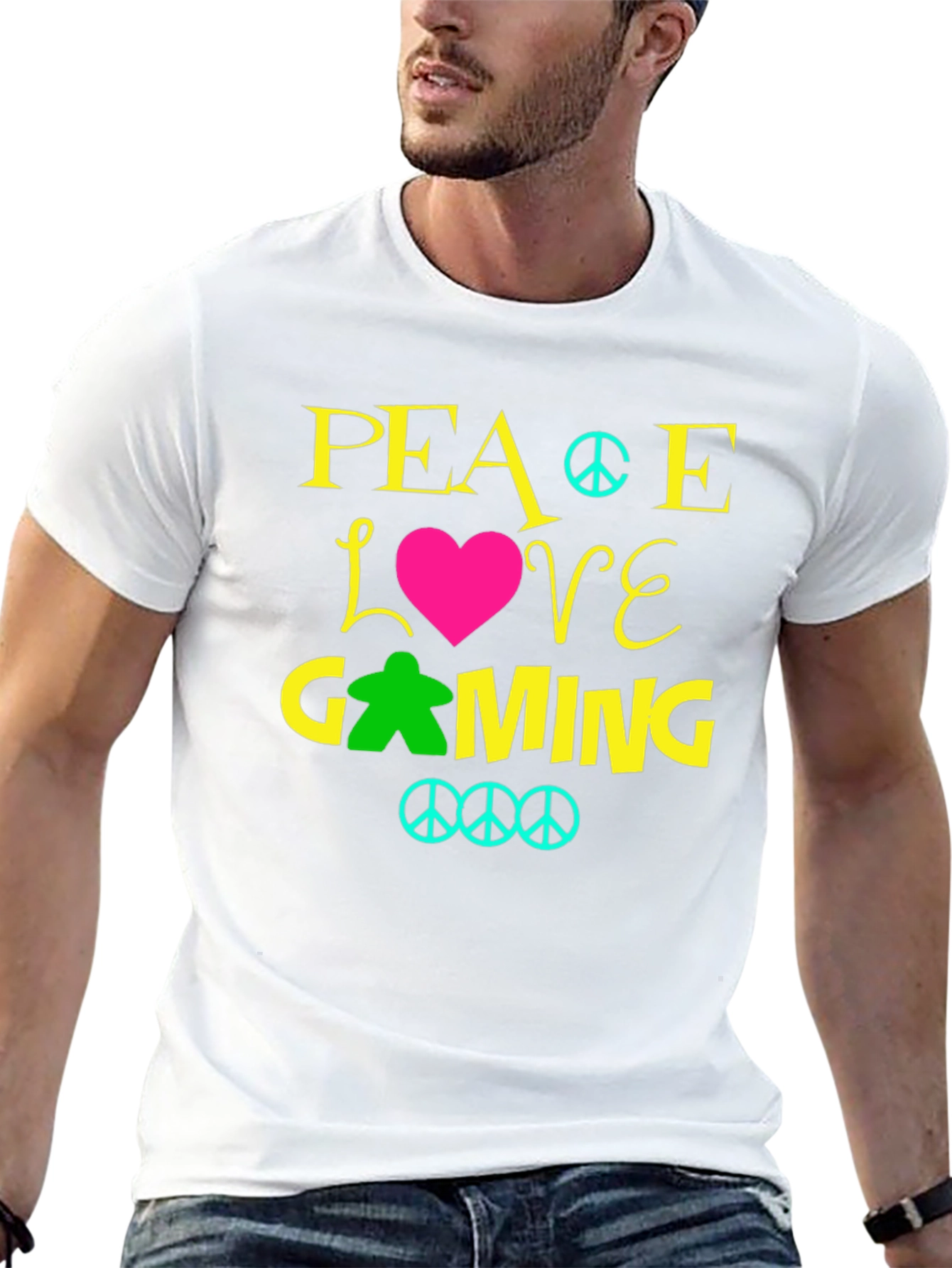 Peace Love Gaming T-Shirt - Black Crew Neck