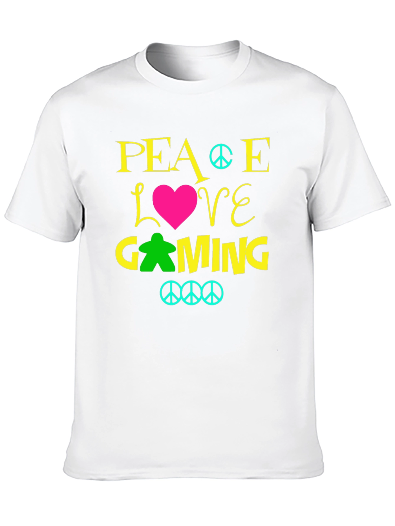 Peace Love Gaming T-Shirt - Black Crew Neck
