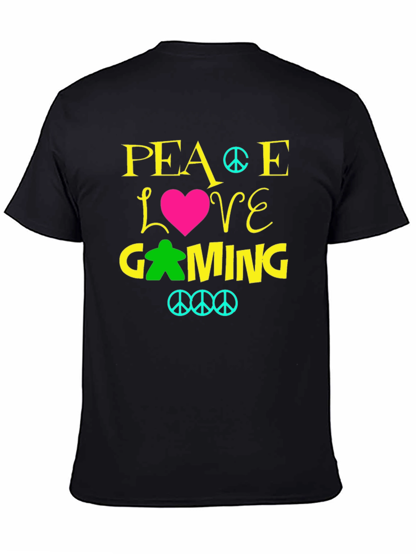 Peace Love Gaming T-Shirt - Black Crew Neck