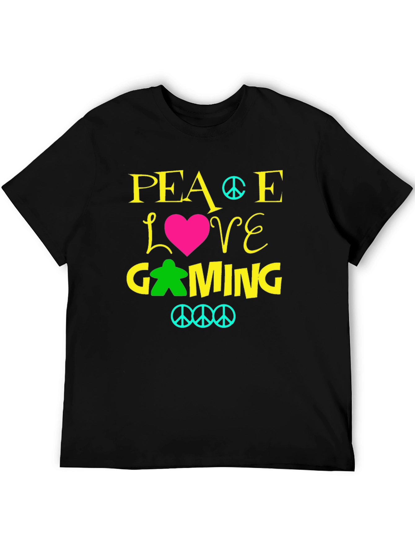 Peace Love Gaming T-Shirt - Black Crew Neck
