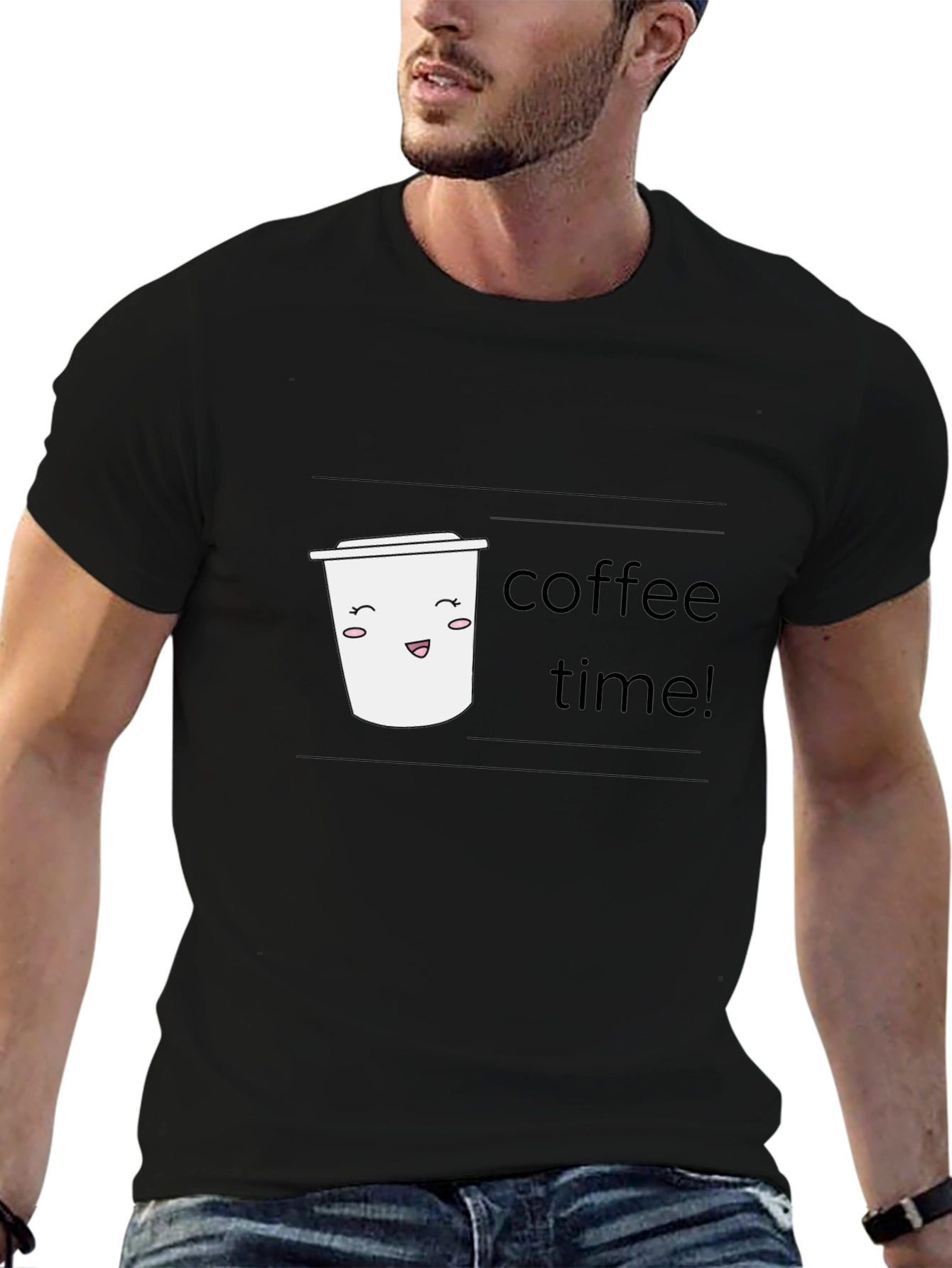 Coffee Time Graphic Tee - Black Short Sleeve