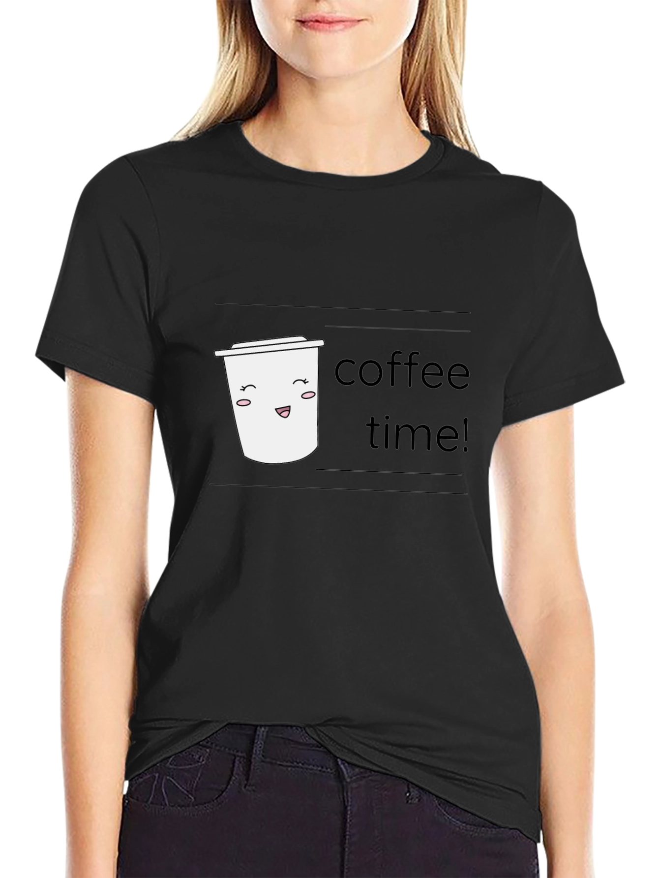 Coffee Time Graphic Tee - Black Short Sleeve
