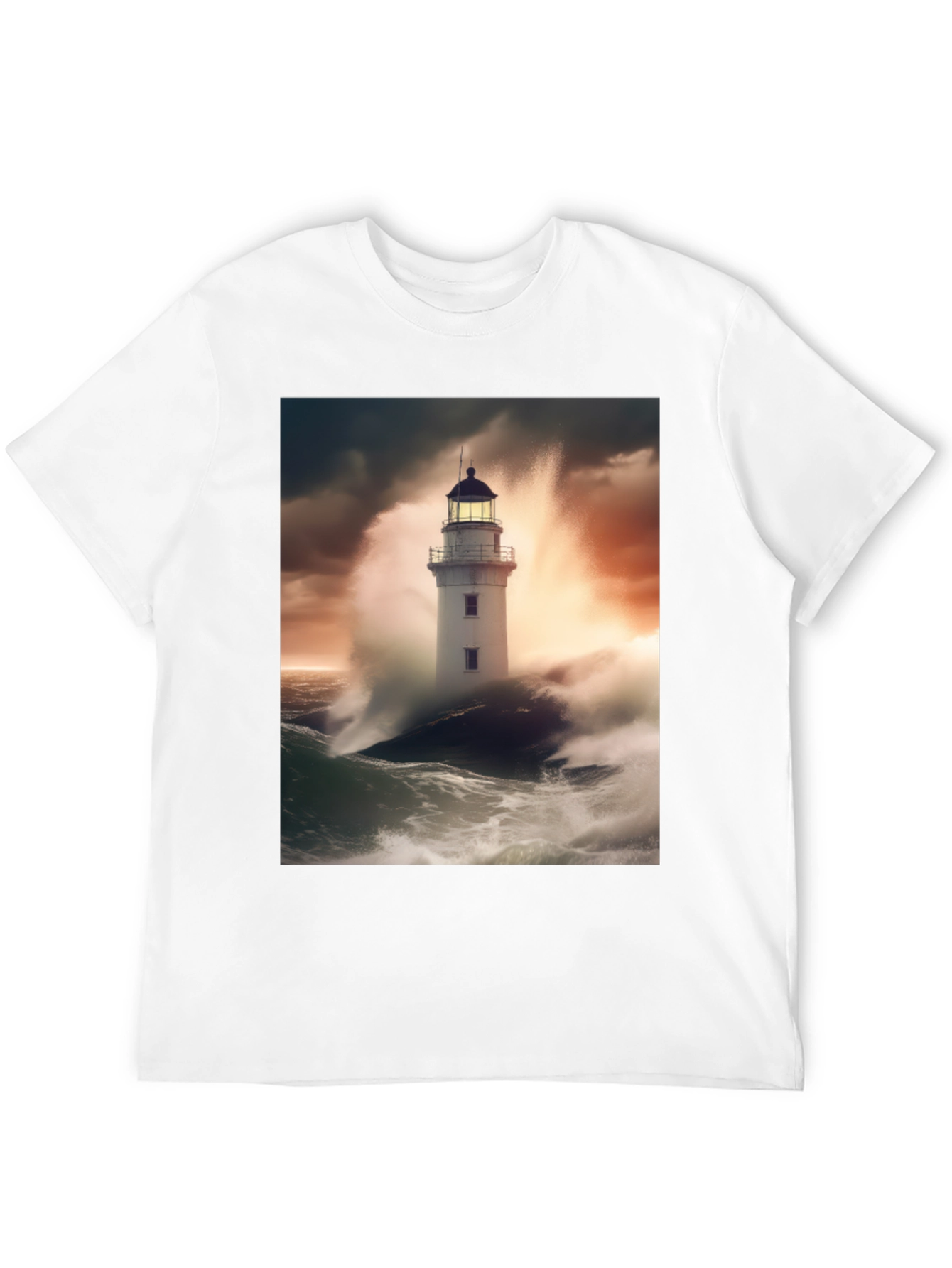 Lighthouse Storm T-Shirt - Coastal Style
