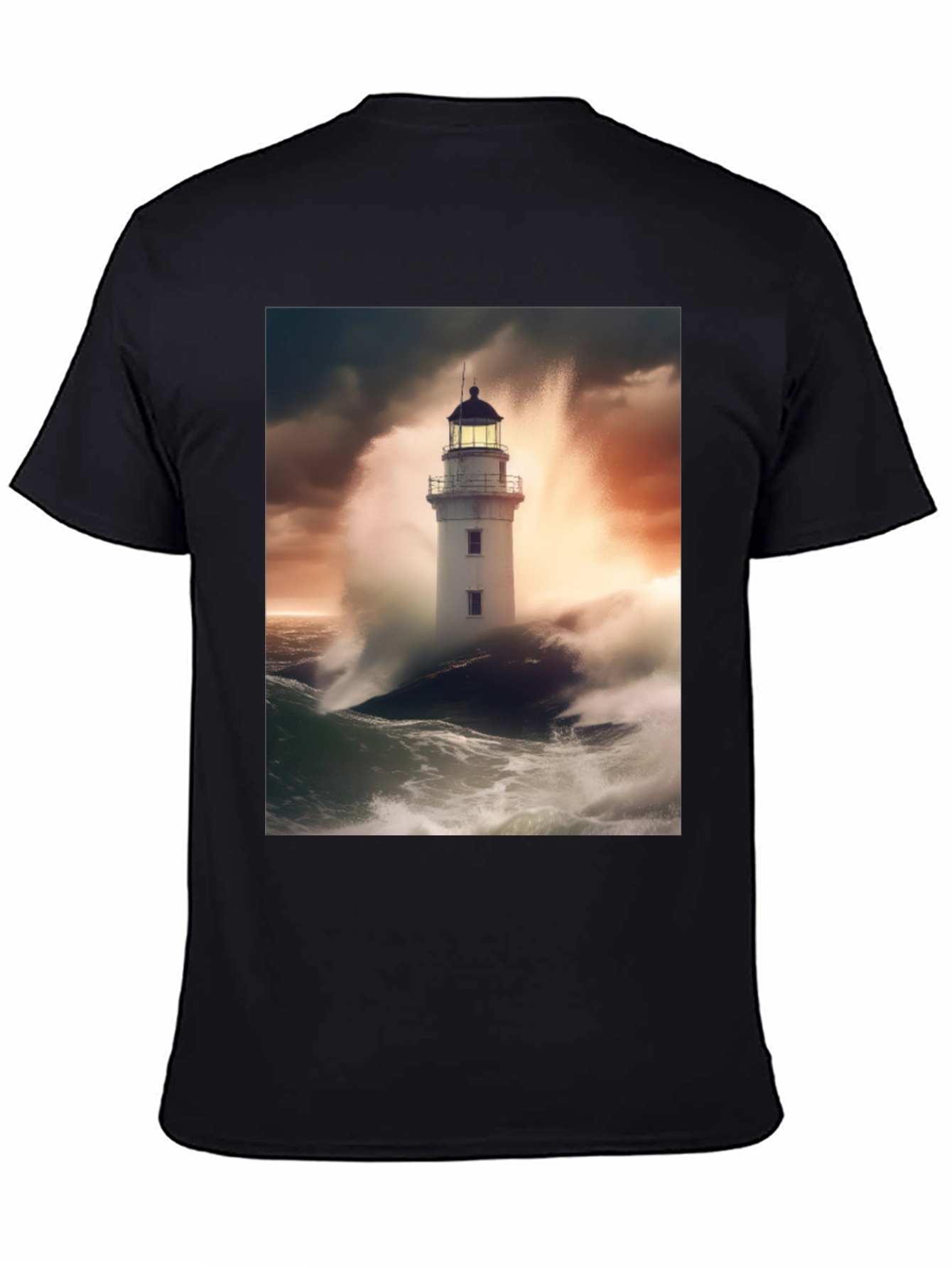Lighthouse Storm T-Shirt - Coastal Style