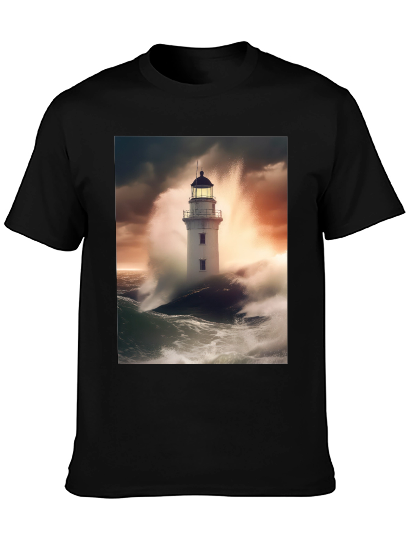 Lighthouse Storm T-Shirt - Coastal Style