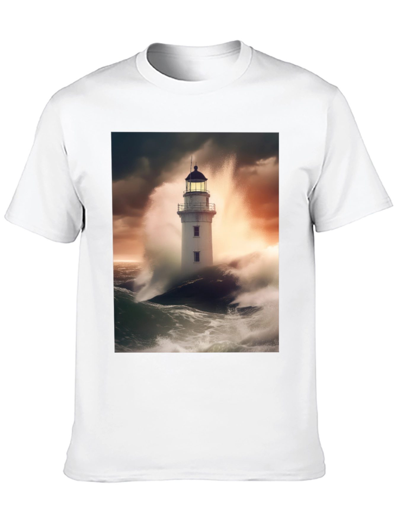 Lighthouse Storm T-Shirt - Coastal Style