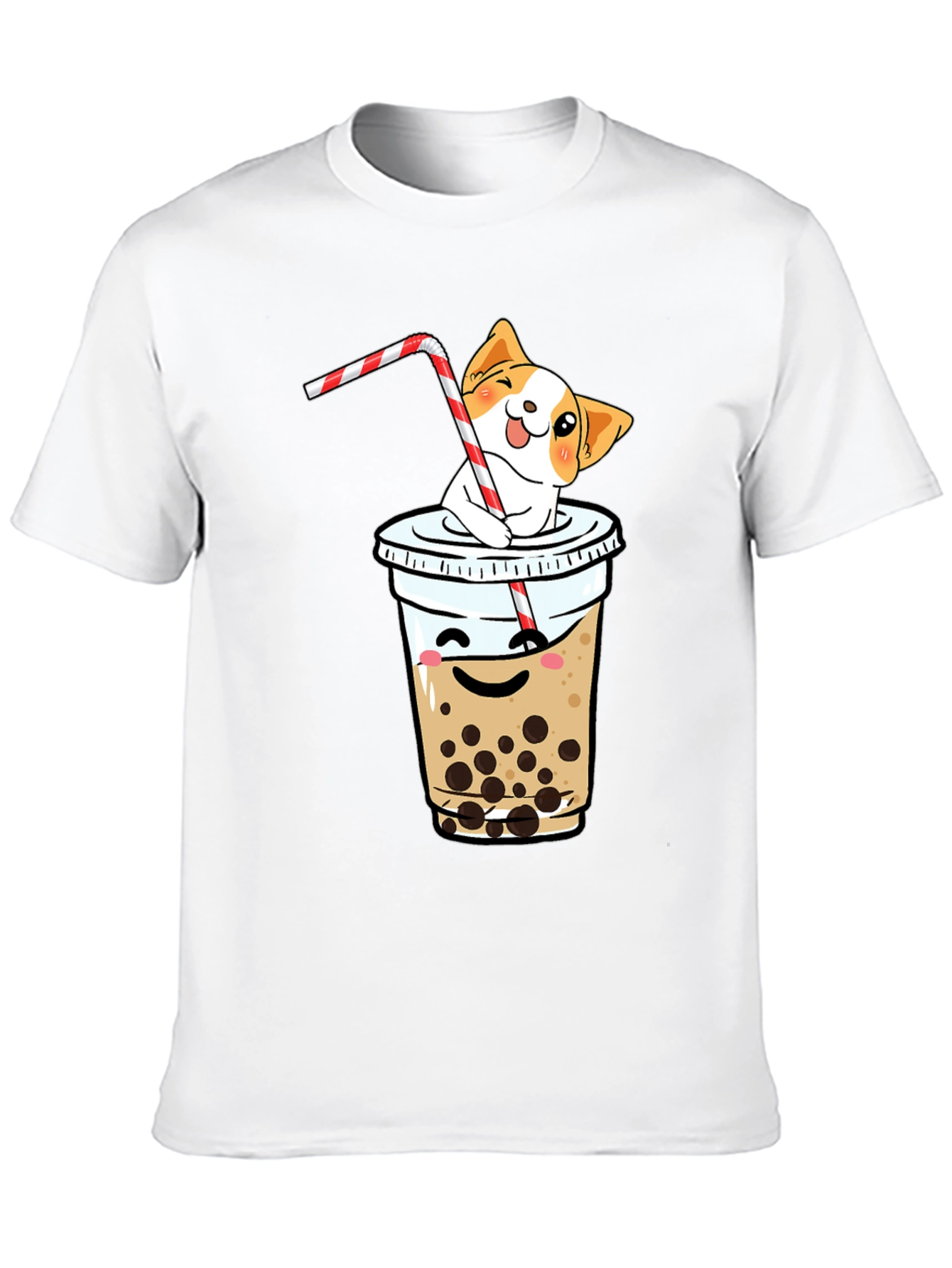 Cute Dog in Boba Tea T-Shirt - Kawaii Design