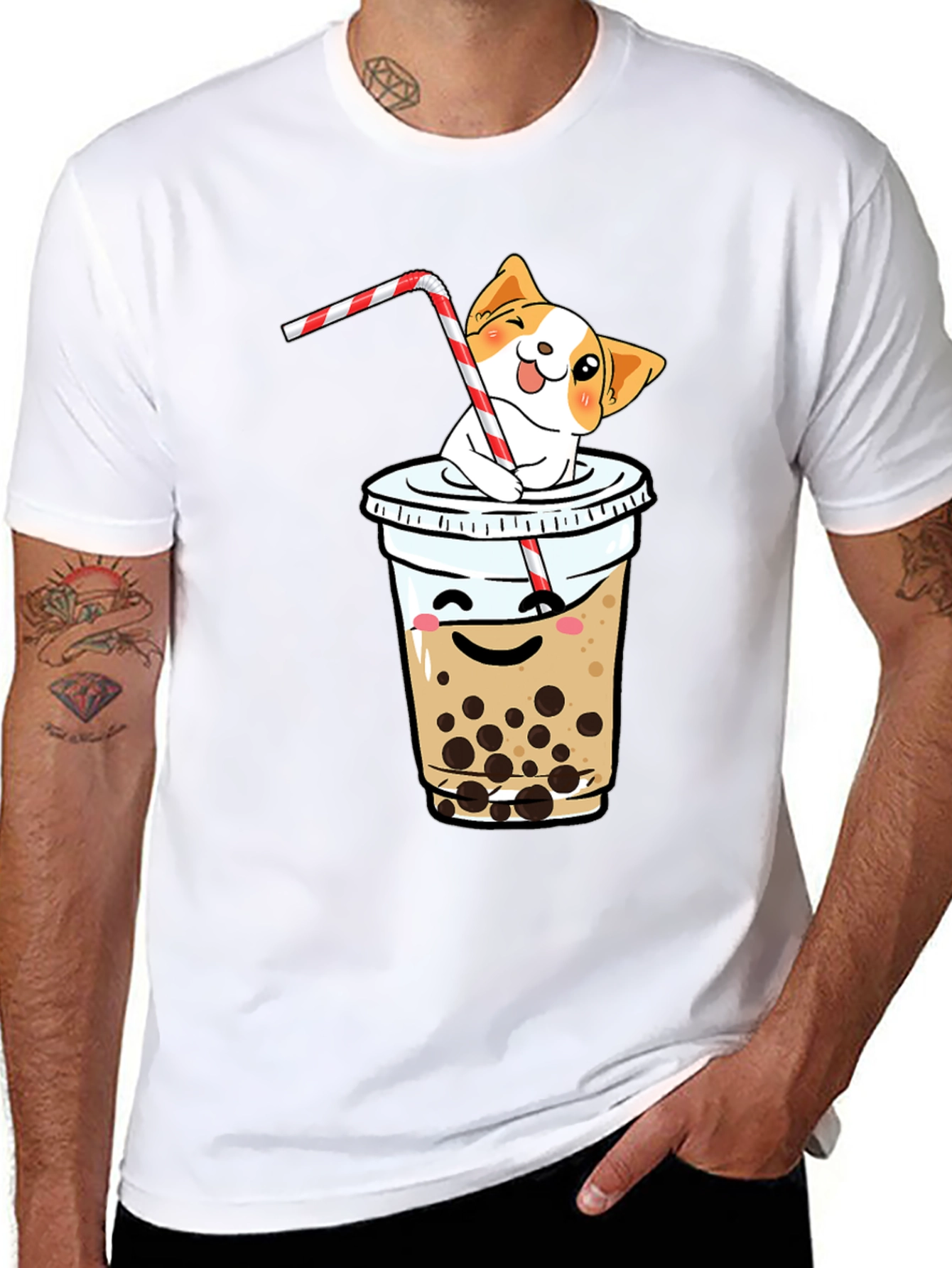Cute Dog in Boba Tea T-Shirt - Kawaii Design