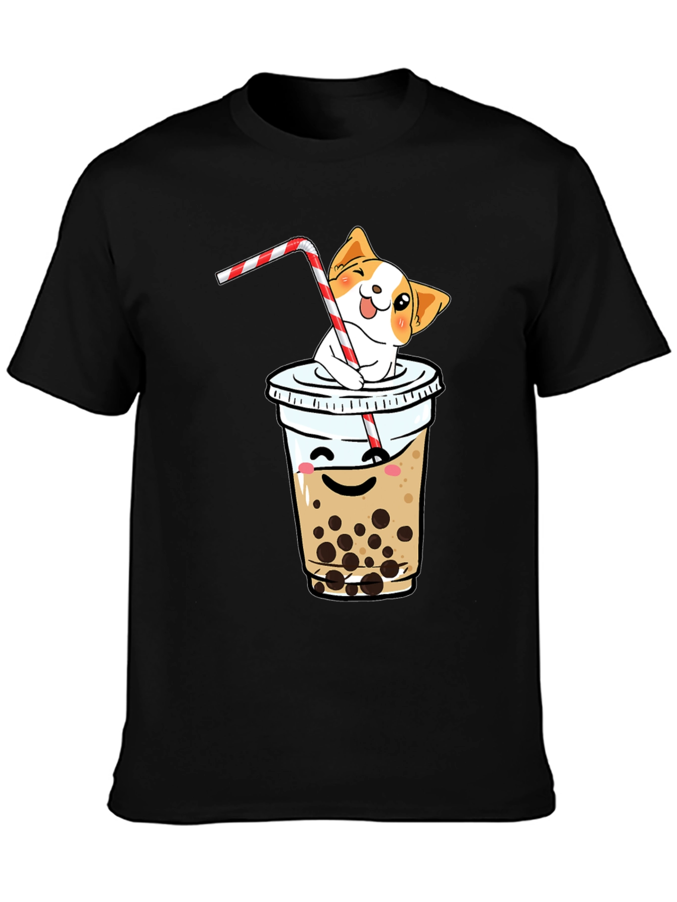 Cute Dog in Boba Tea T-Shirt - Kawaii Design