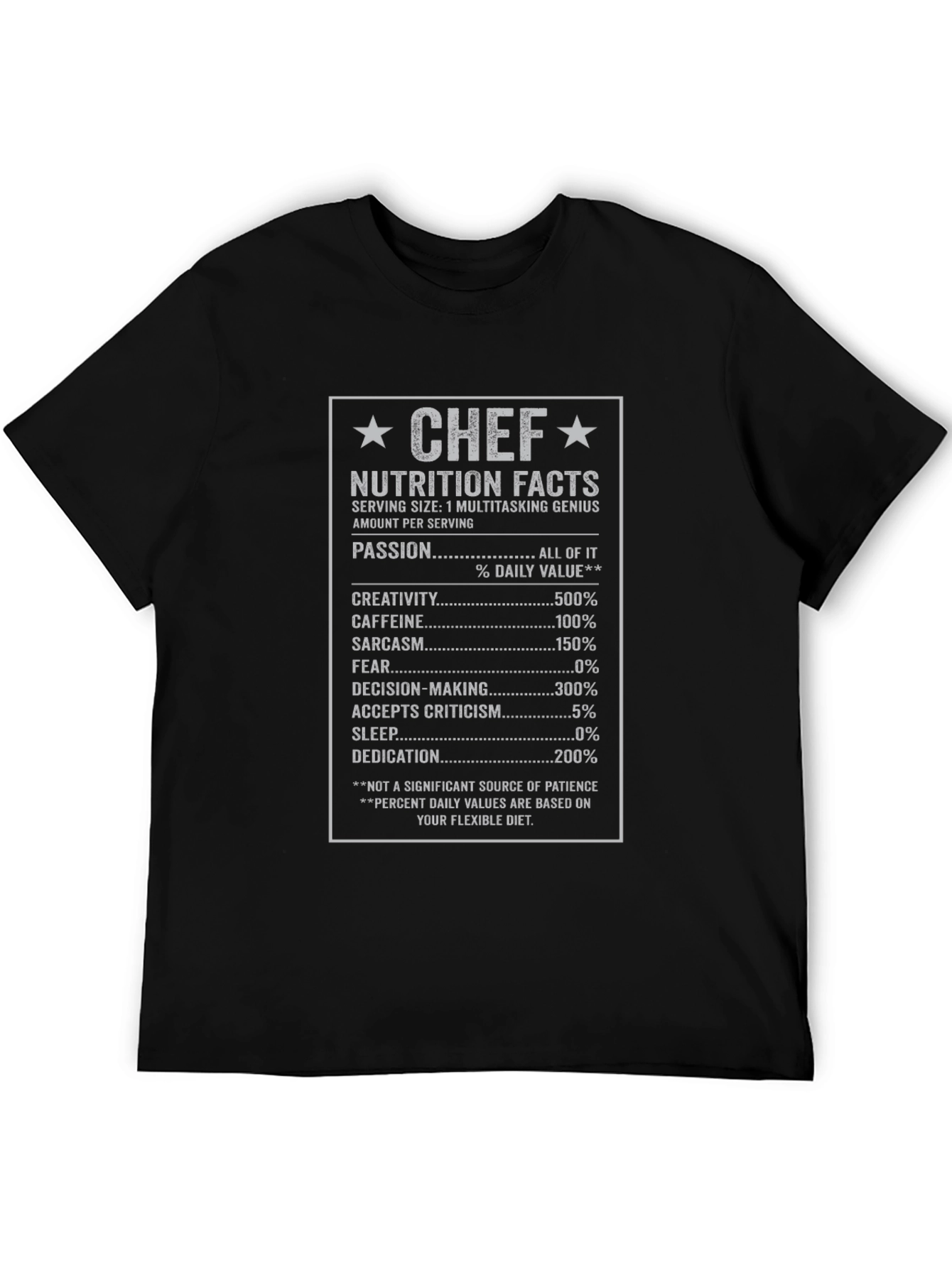 Chef Nutrition Facts Graphic T-Shirt