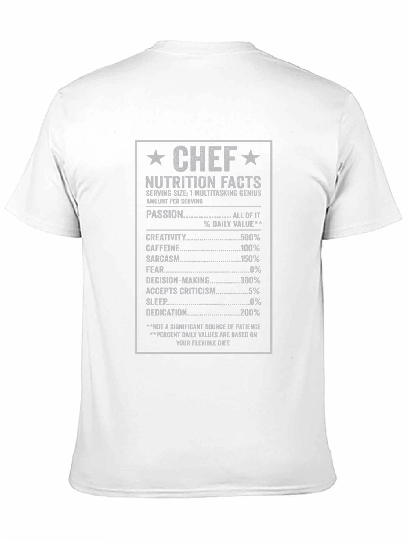 Chef Nutrition Facts Graphic T-Shirt